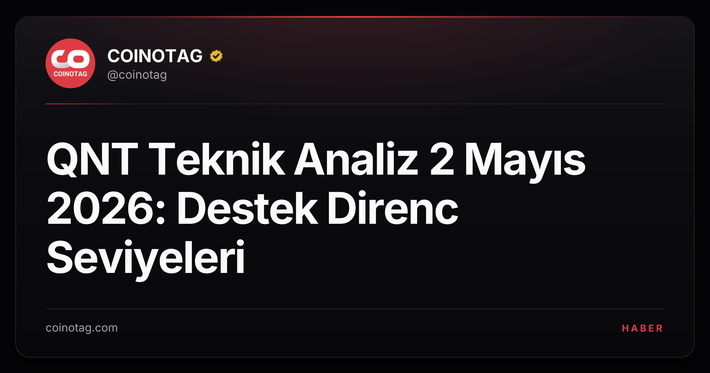 QNT Teknik Analiz 2 Mayıs 2026: Destek Direnc Seviyeleri
