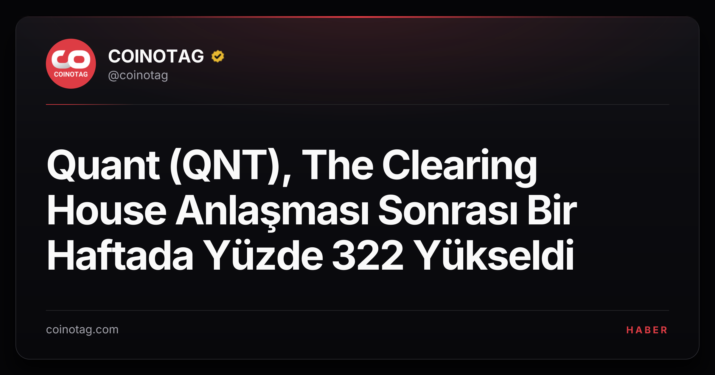 Quant (QNT), The Clearing House Anlaşması Sonrası Bir Haftada Yüzde 322 Yükseldi