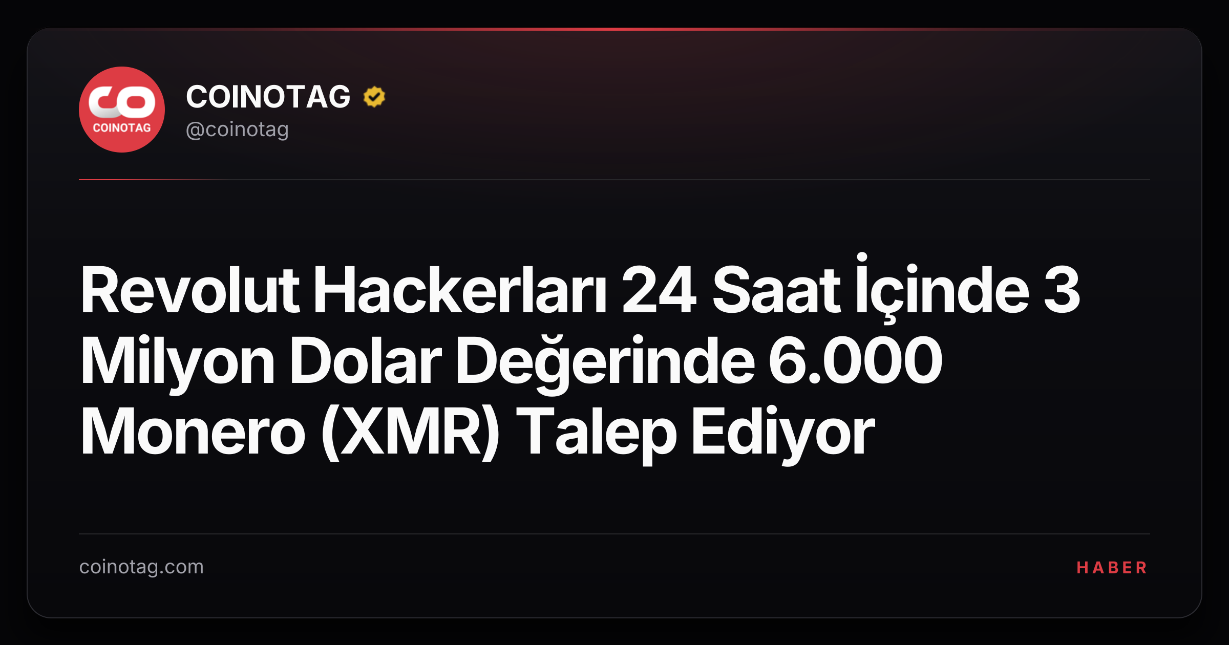 Revolut Hackerları 24 Saat İçinde 3 Milyon Dolar Değerinde 6.000 Monero (XMR) Talep Ediyor