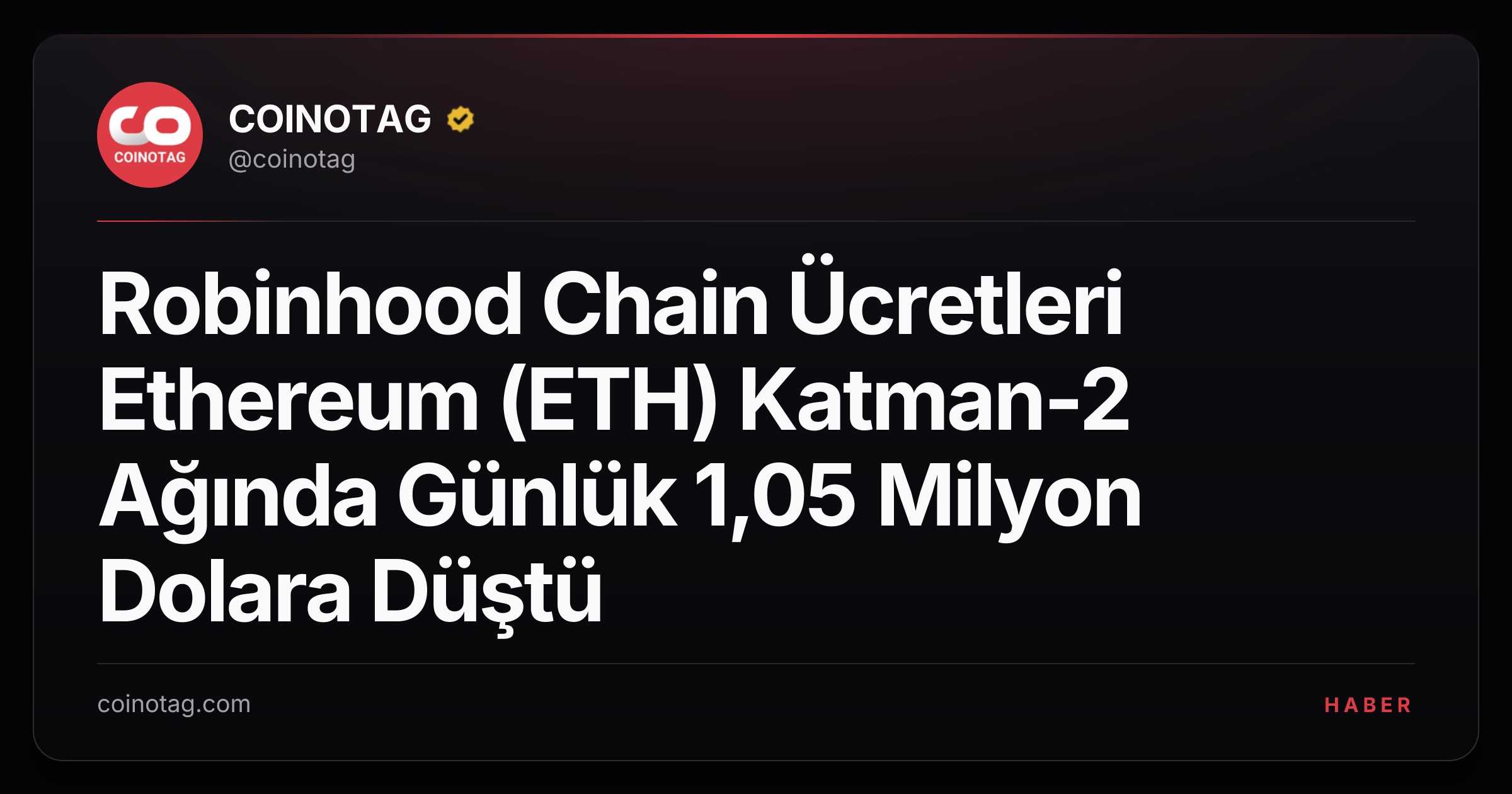 Robinhood Chain Ücretleri Ethereum (ETH) Katman-2 Ağında Günlük 1,05 Milyon Dolara Düştü