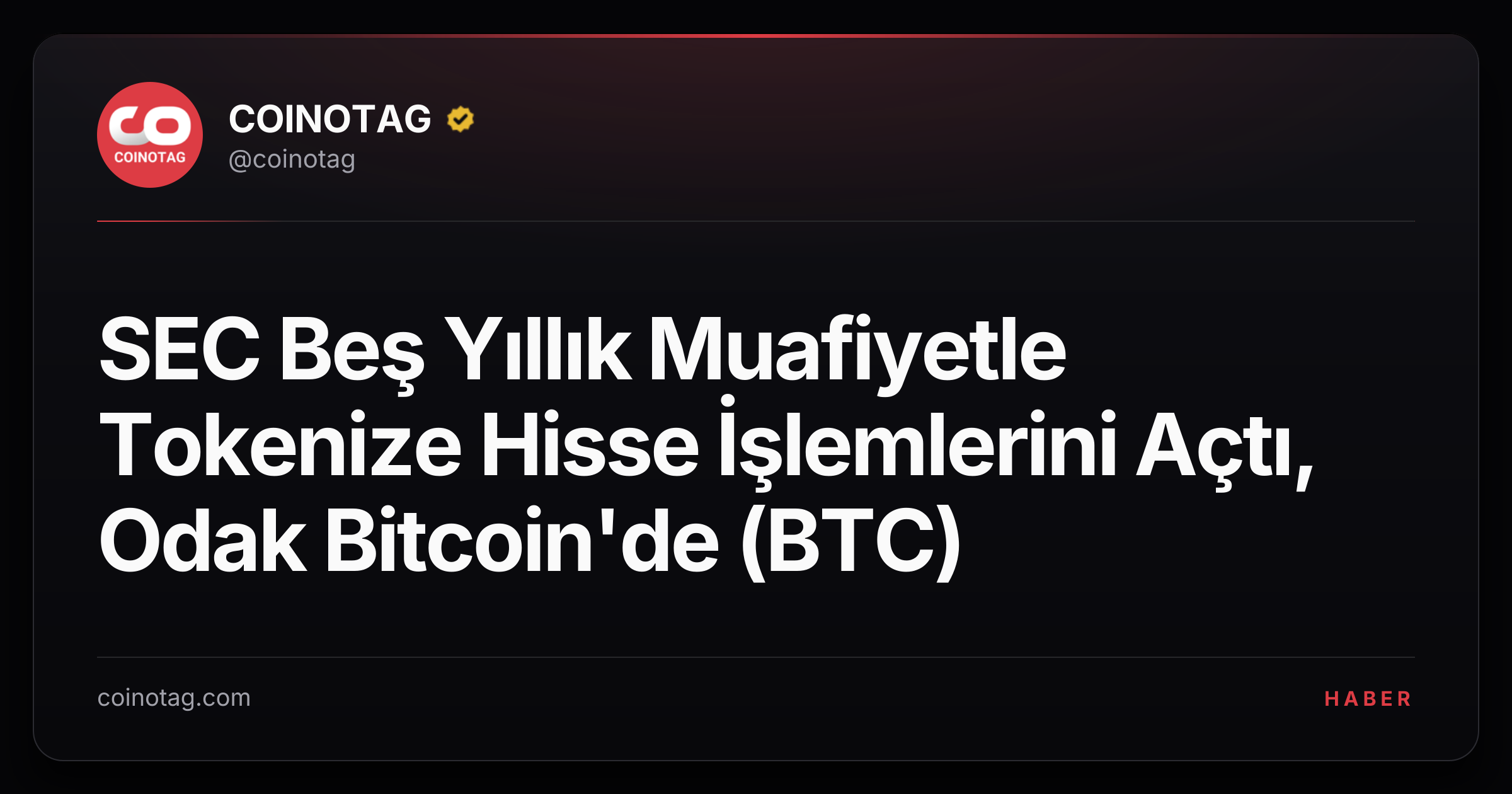 SEC Beş Yıllık Muafiyetle Tokenize Hisse İşlemlerini Açtı, Odak Bitcoin'de (BTC)