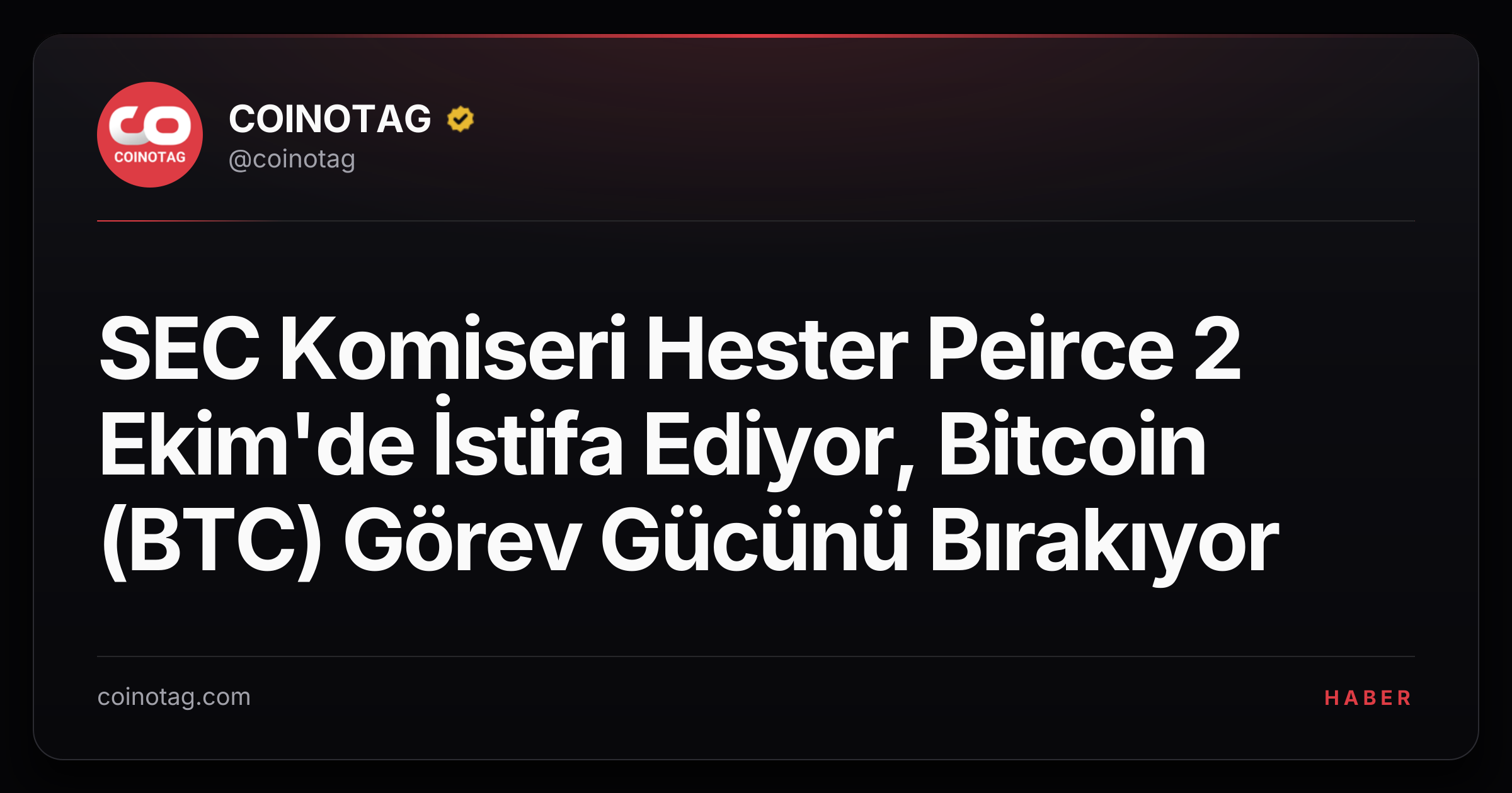 SEC Komiseri Hester Peirce 2 Ekim'de İstifa Ediyor, Bitcoin (BTC) Görev Gücünü Bırakıyor