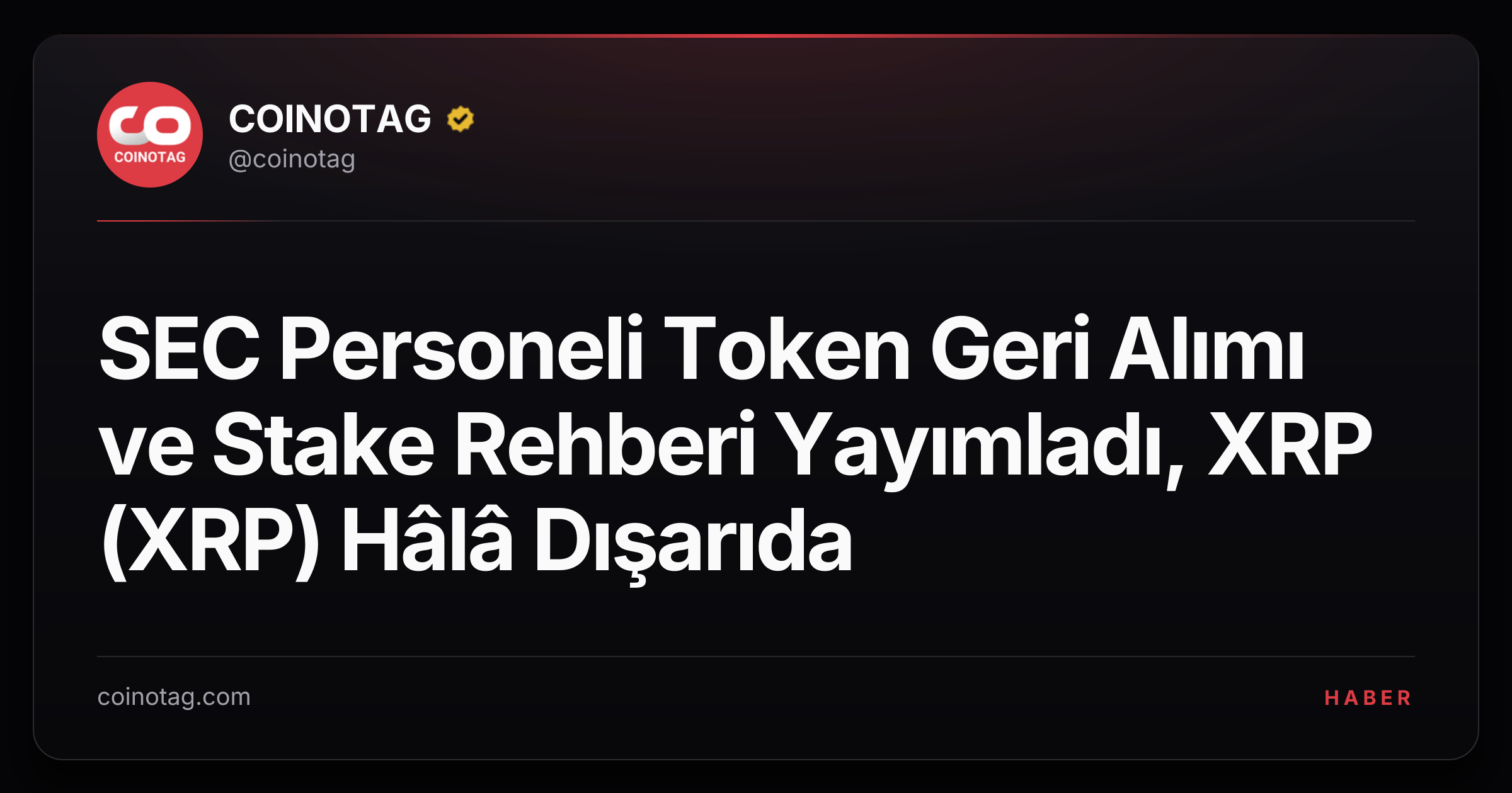 SEC Personeli Token Geri Alımı ve Stake Rehberi Yayımladı, XRP (XRP) Hâlâ Dışarıda