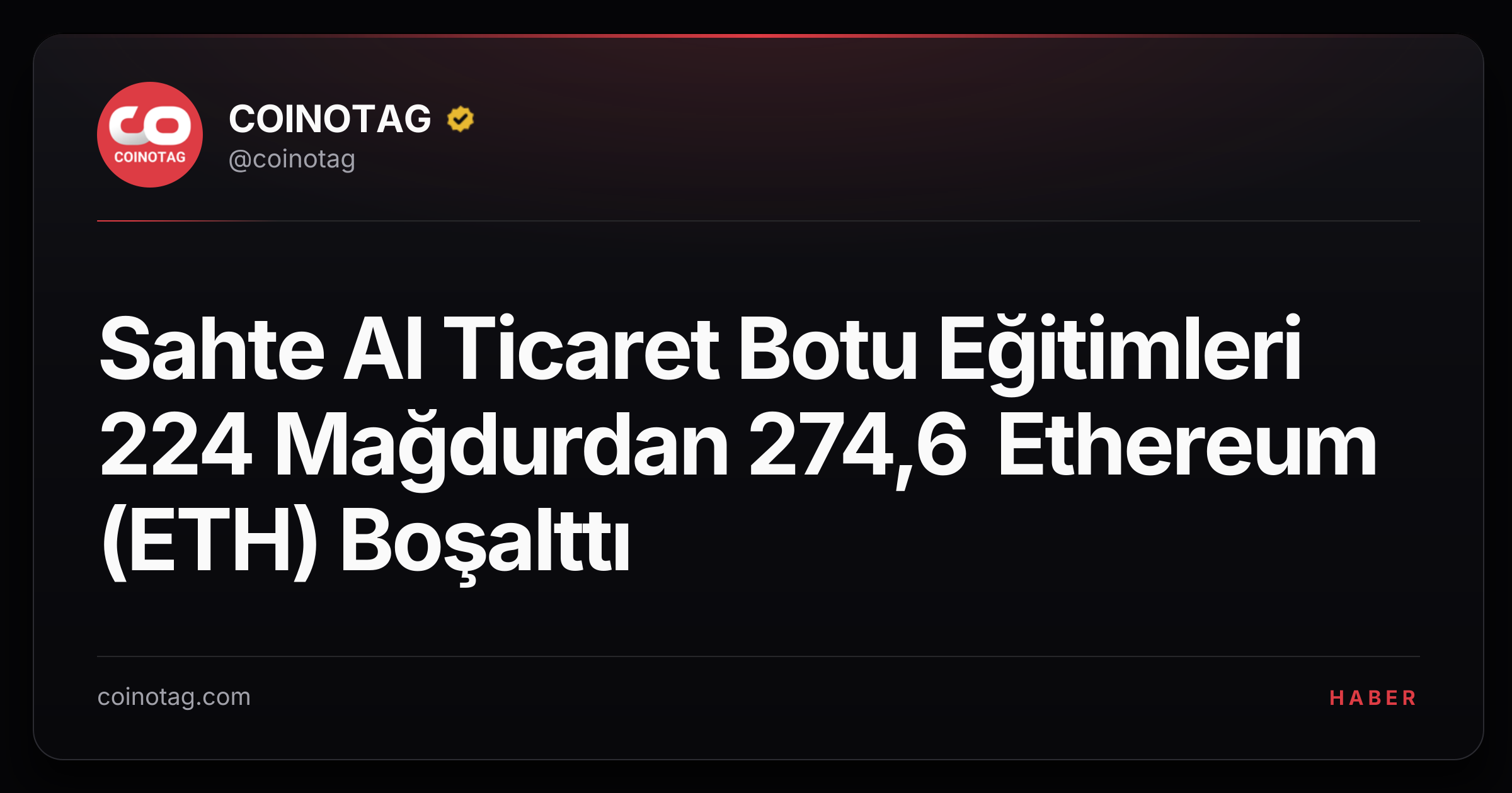 Sahte AI Ticaret Botu Eğitimleri 224 Mağdurdan 274,6 Ethereum (ETH) Boşalttı