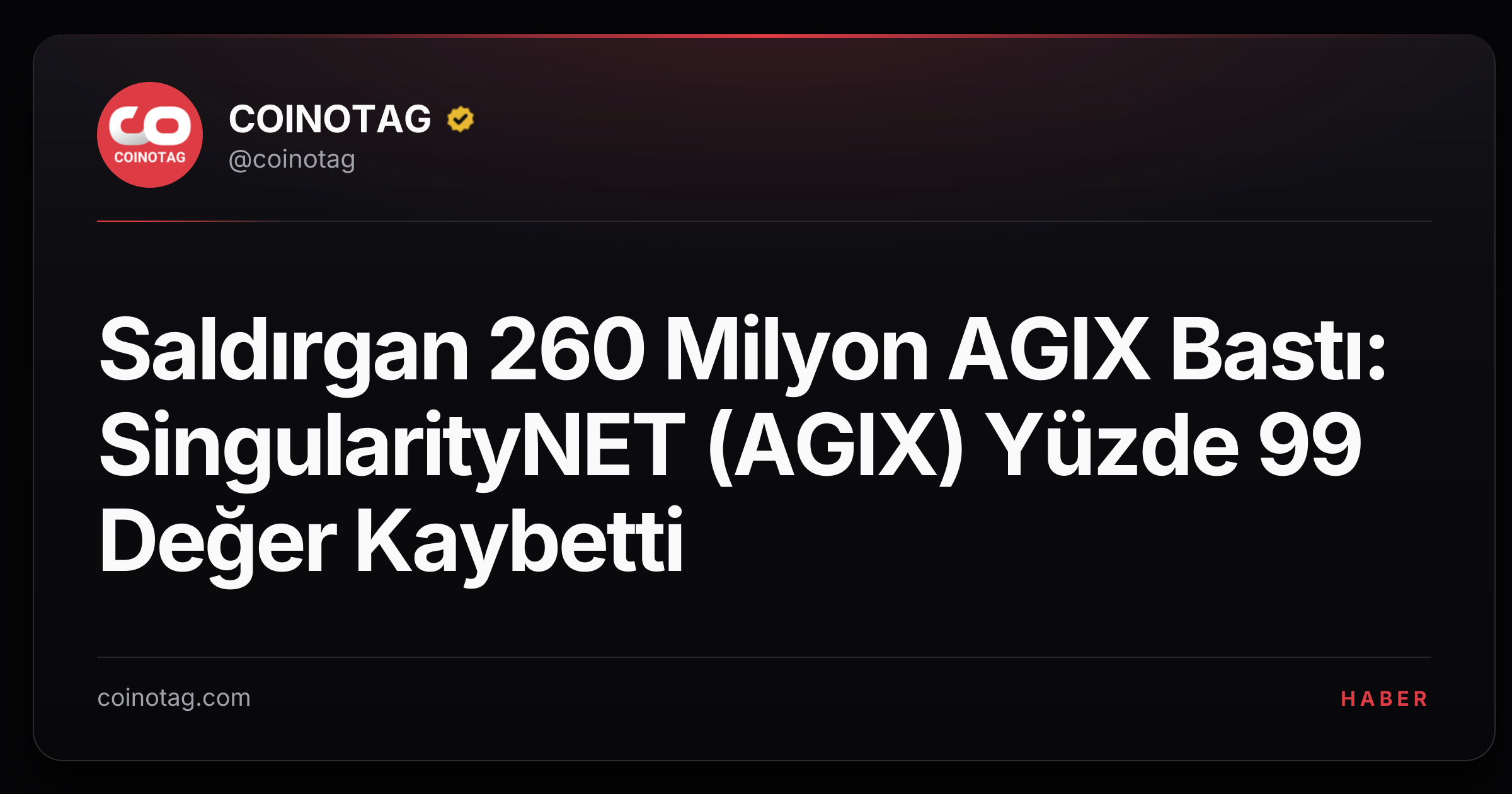 Saldırgan 260 Milyon AGIX Bastı: SingularityNET (AGIX) Yüzde 99 Değer Kaybetti