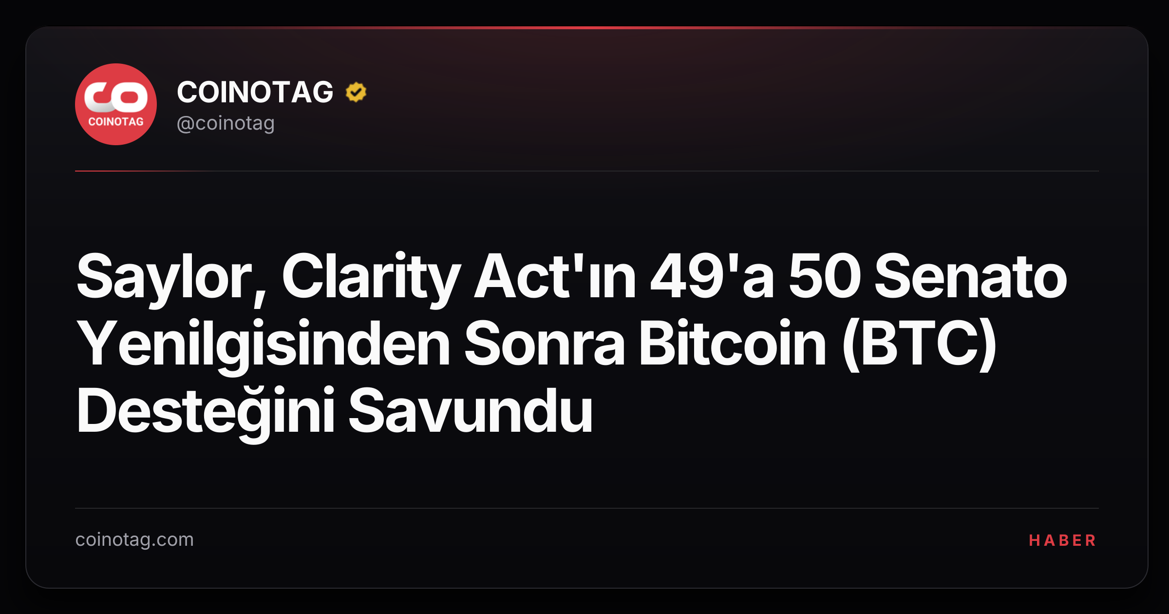 Saylor, Clarity Act'ın 49'a 50 Senato Yenilgisinden Sonra Bitcoin (BTC) Desteğini Savundu