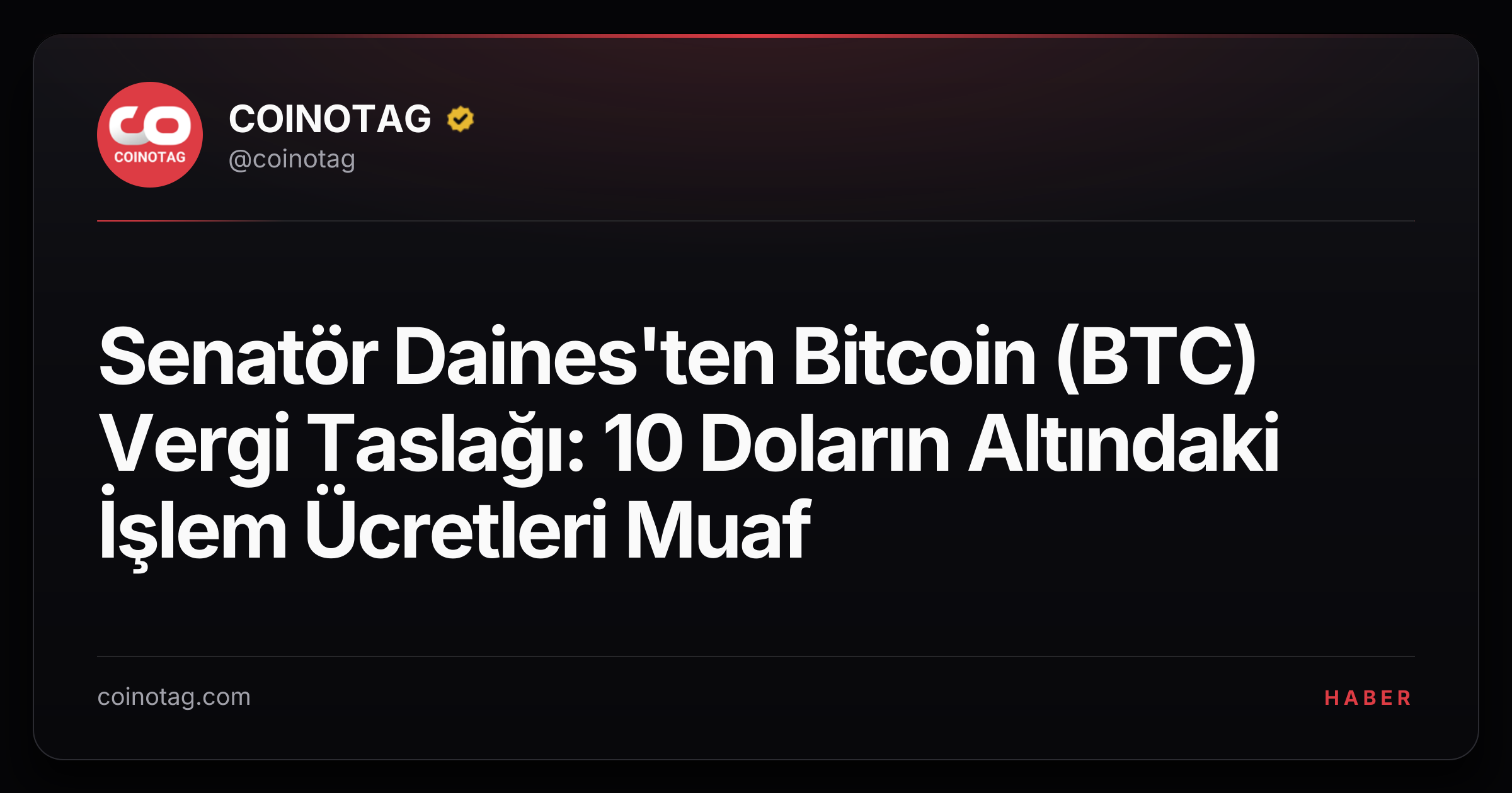 Senatör Daines'ten Bitcoin (BTC) Vergi Taslağı: 10 Doların Altındaki İşlem Ücretleri Muaf