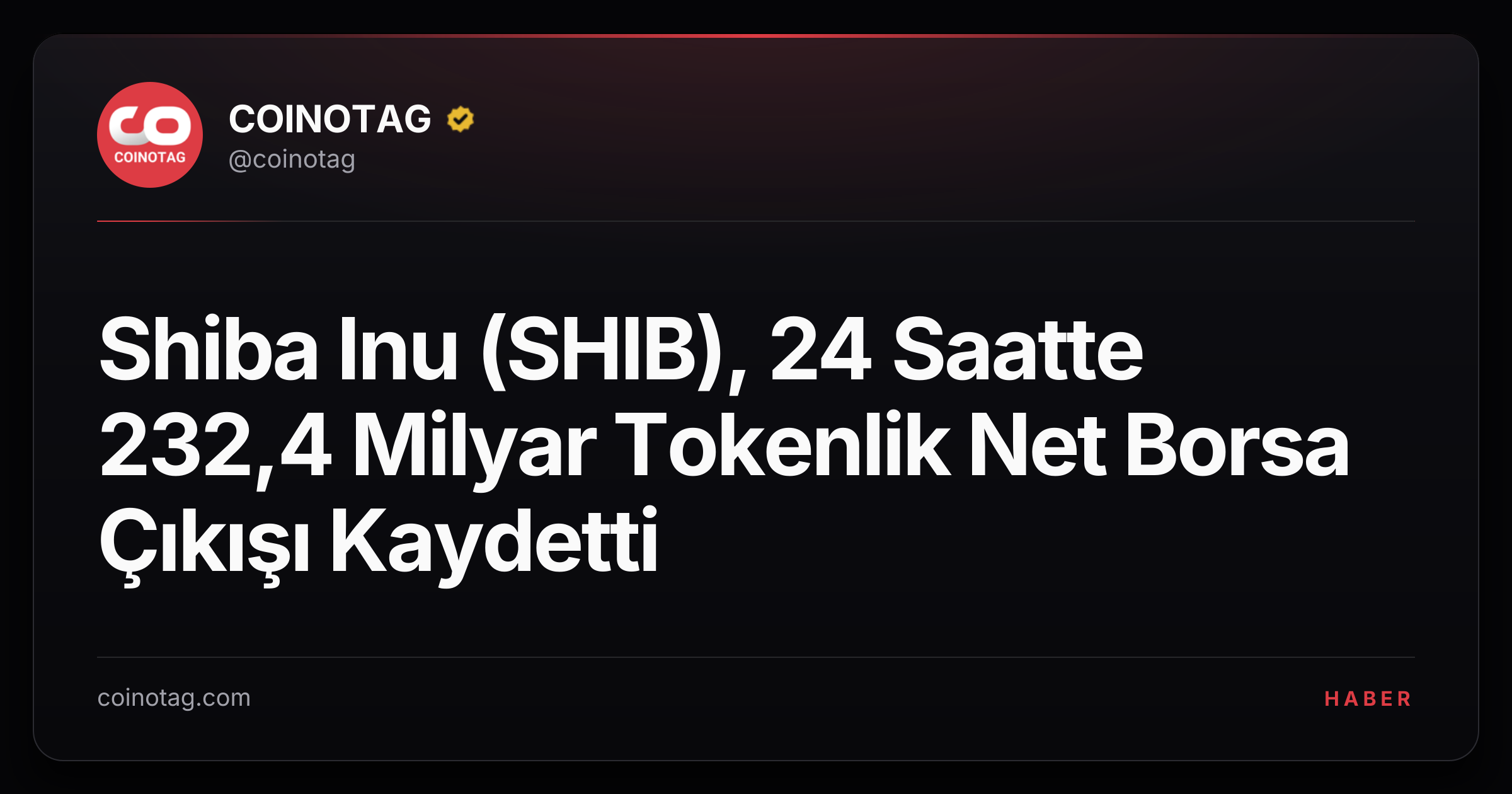 Shiba Inu (SHIB), 24 Saatte 232,4 Milyar Tokenlik Net Borsa Çıkışı Kaydetti
