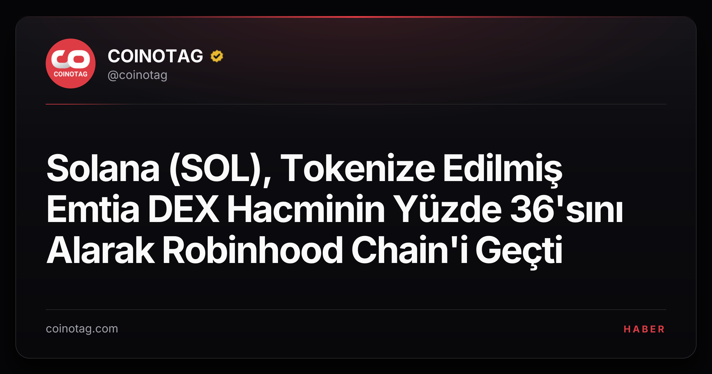 Solana (SOL), Tokenize Edilmiş Emtia DEX Hacminin Yüzde 36'sını Alarak Robinhood Chain'i Geçti