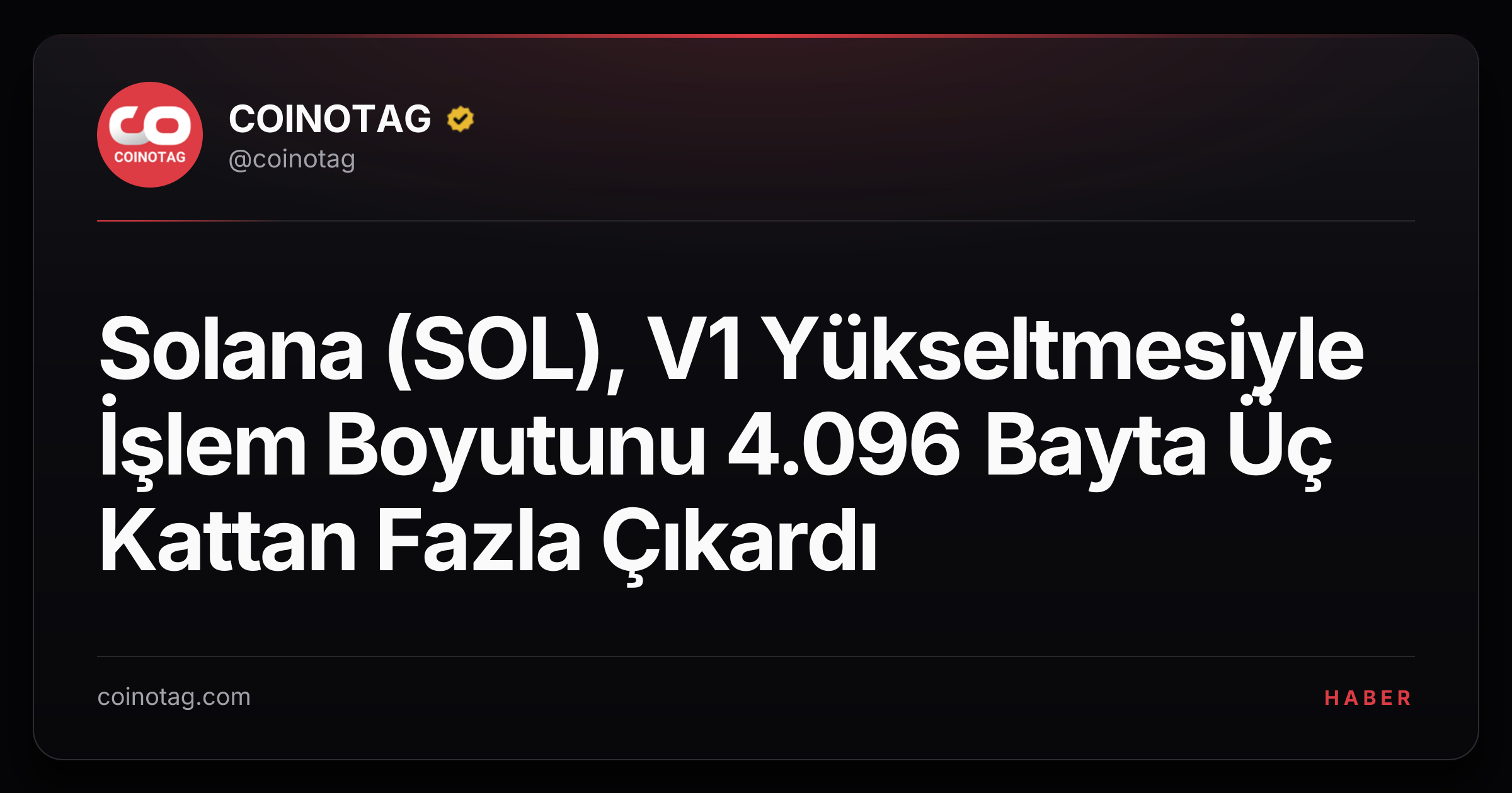 Solana (SOL), V1 Yükseltmesiyle İşlem Boyutunu 4.096 Bayta Üç Kattan Fazla Çıkardı
