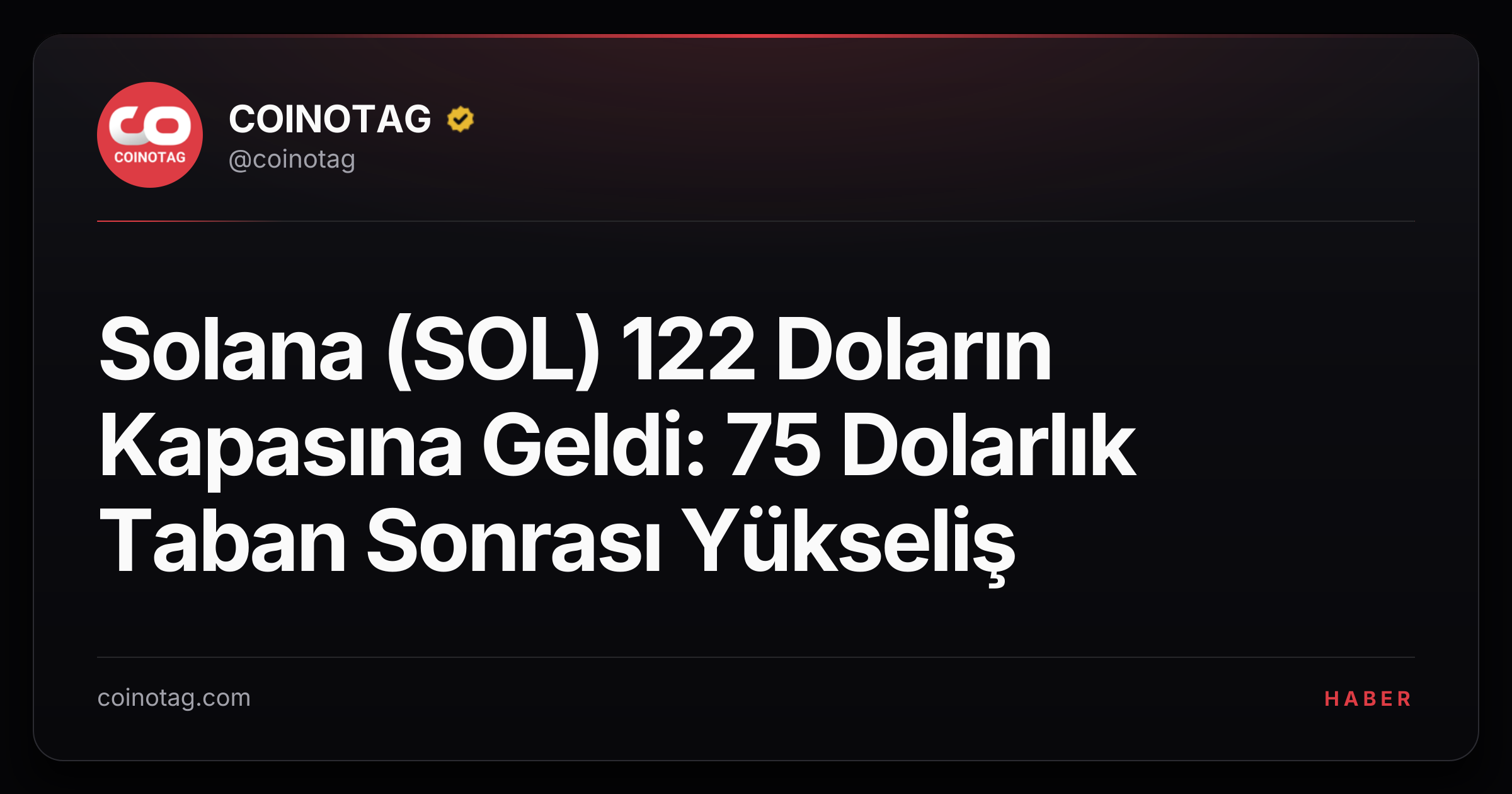 Solana (SOL) 122 Doların Kapasına Geldi: 75 Dolarlık Taban Sonrası Yükseliş