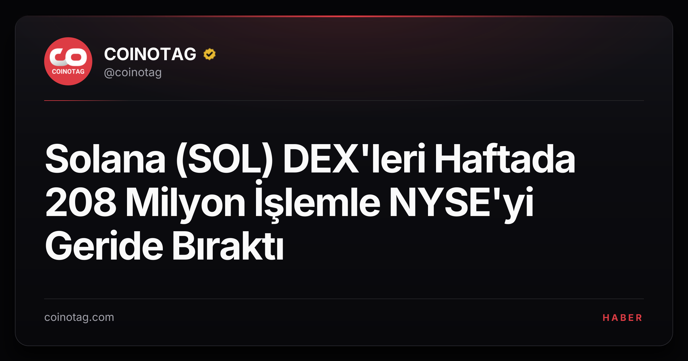 Solana (SOL) DEX'leri Haftada 208 Milyon İşlemle NYSE'yi Geride Bıraktı