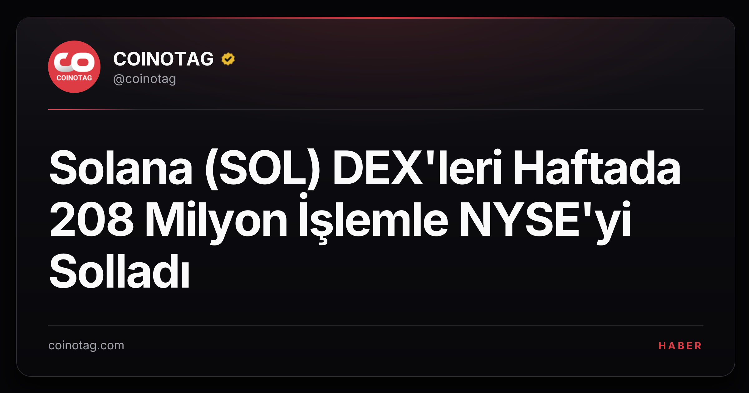 Solana (SOL) DEX'leri Haftada 208 Milyon İşlemle NYSE'yi Solladı