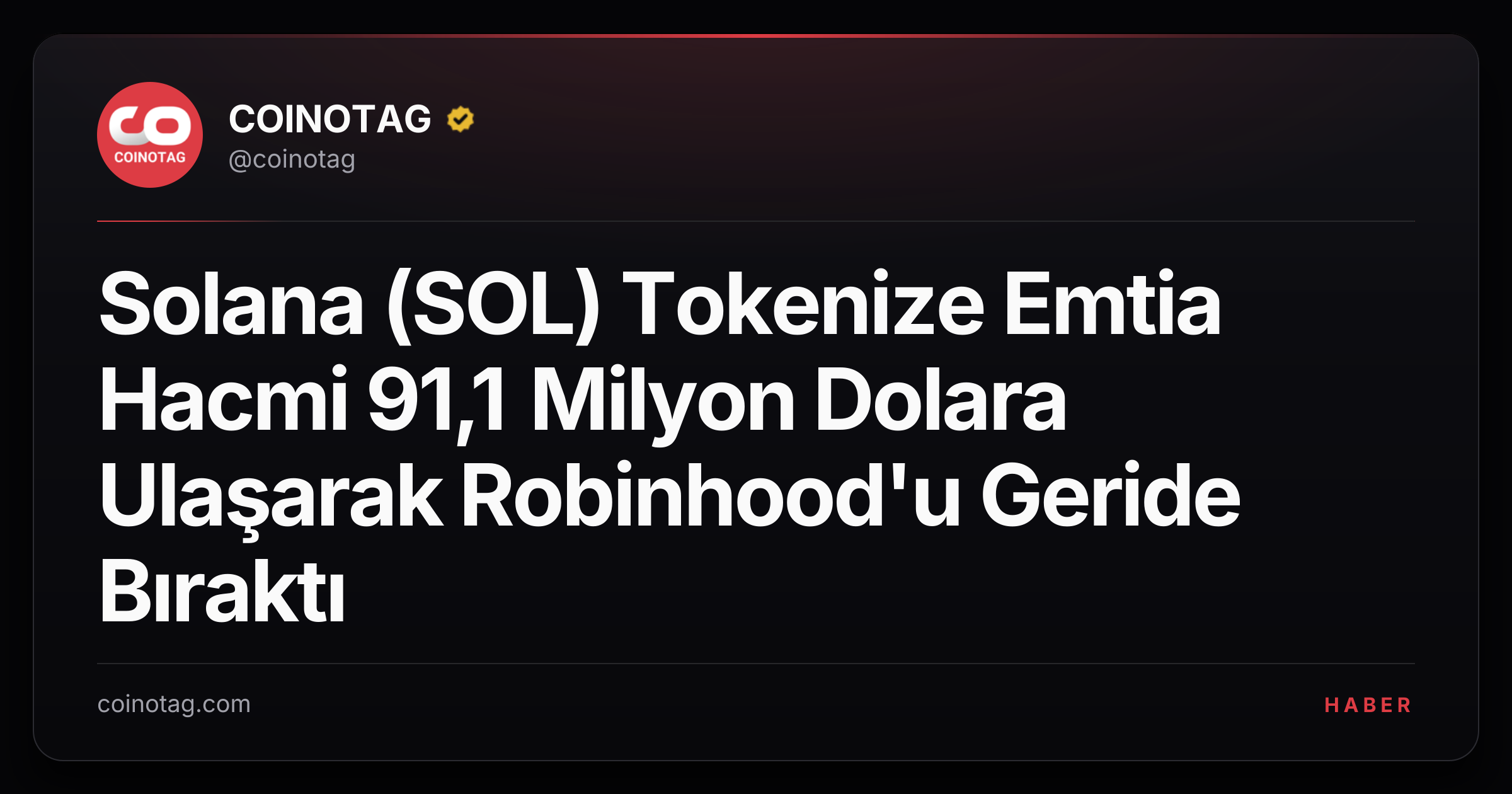 Solana (SOL) Tokenize Emtia Hacmi 91,1 Milyon Dolara Ulaşarak Robinhood'u Geride Bıraktı