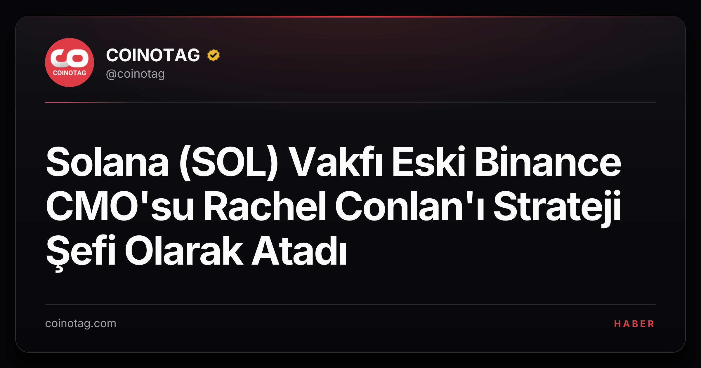 Solana (SOL) Vakfı Eski Binance CMO'su Rachel Conlan'ı Strateji Şefi Olarak Atadı