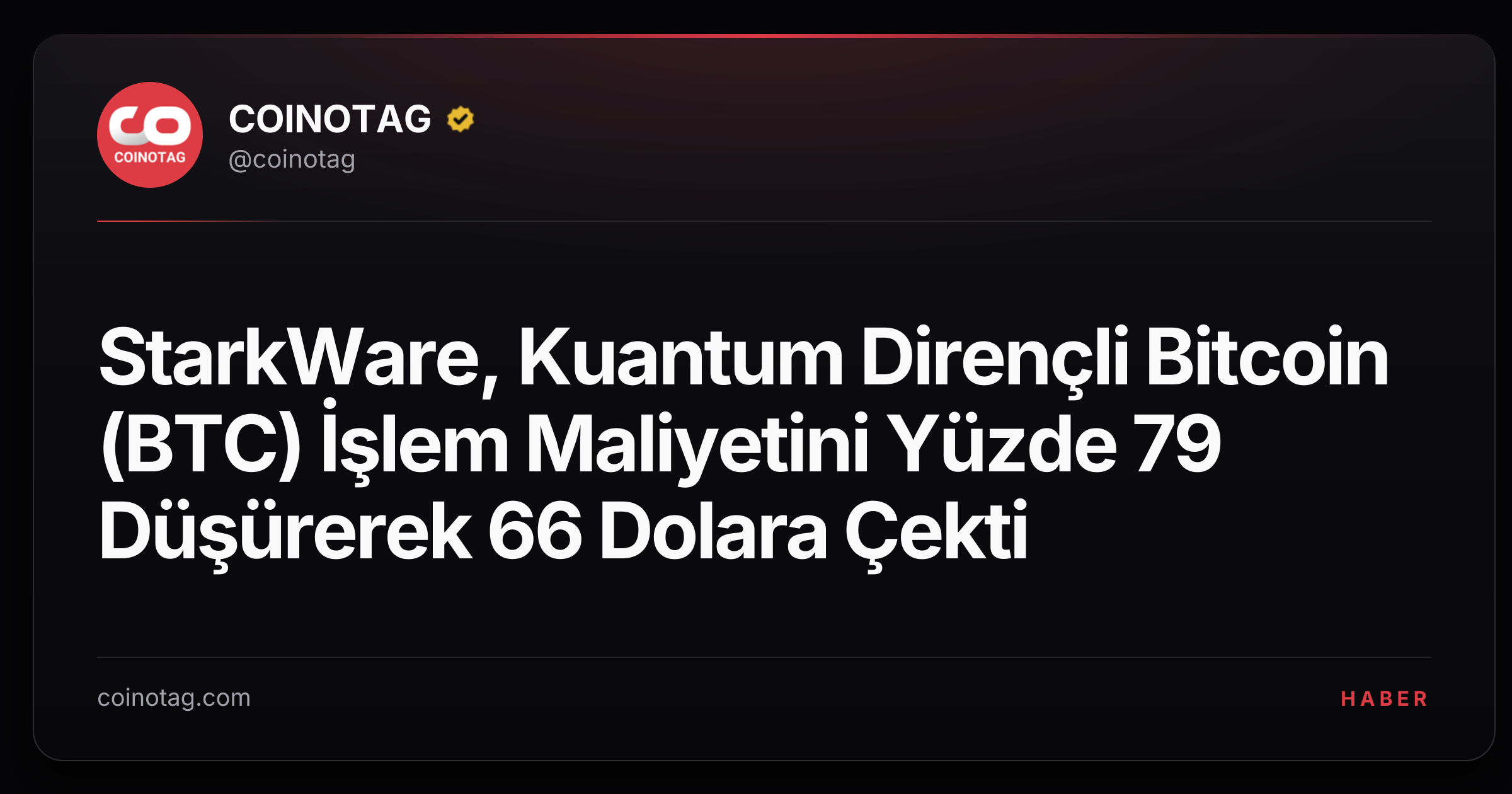 StarkWare, Kuantum Dirençli Bitcoin (BTC) İşlem Maliyetini Yüzde 79 Düşürerek 66 Dolara Çekti