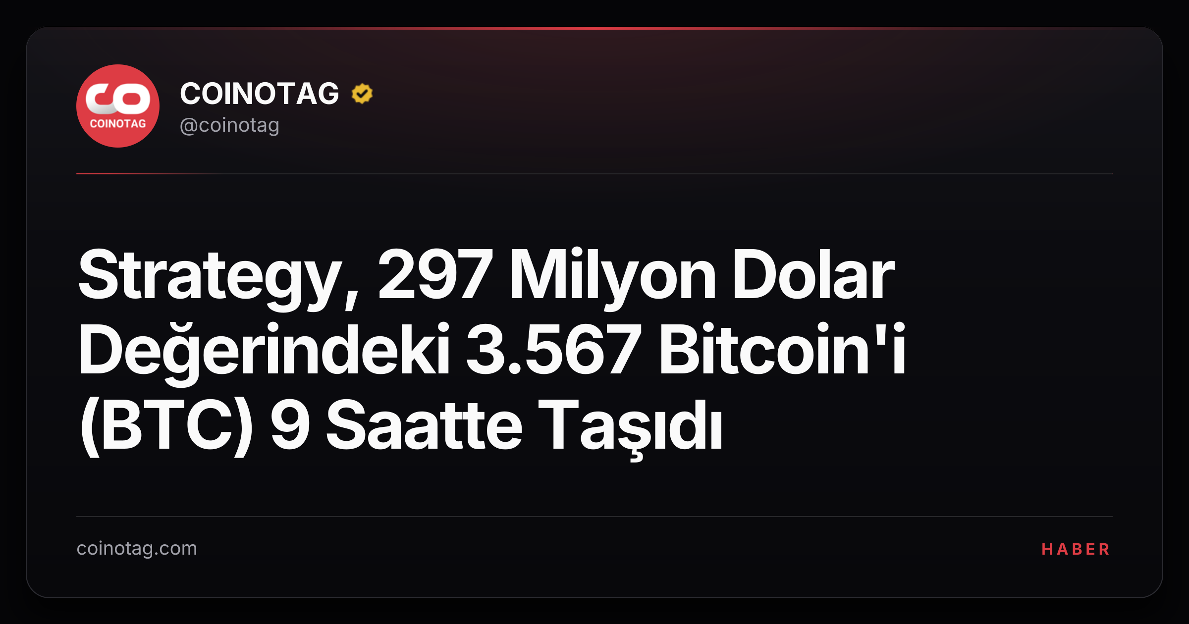 Strategy, 297 Milyon Dolar Değerindeki 3.567 Bitcoin'i (BTC) 9 Saatte Taşıdı