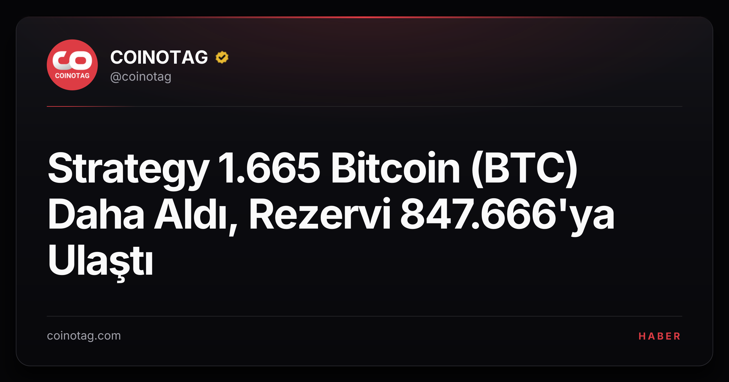 Strategy 1.665 Bitcoin (BTC) Daha Aldı, Rezervi 847.666'ya Ulaştı