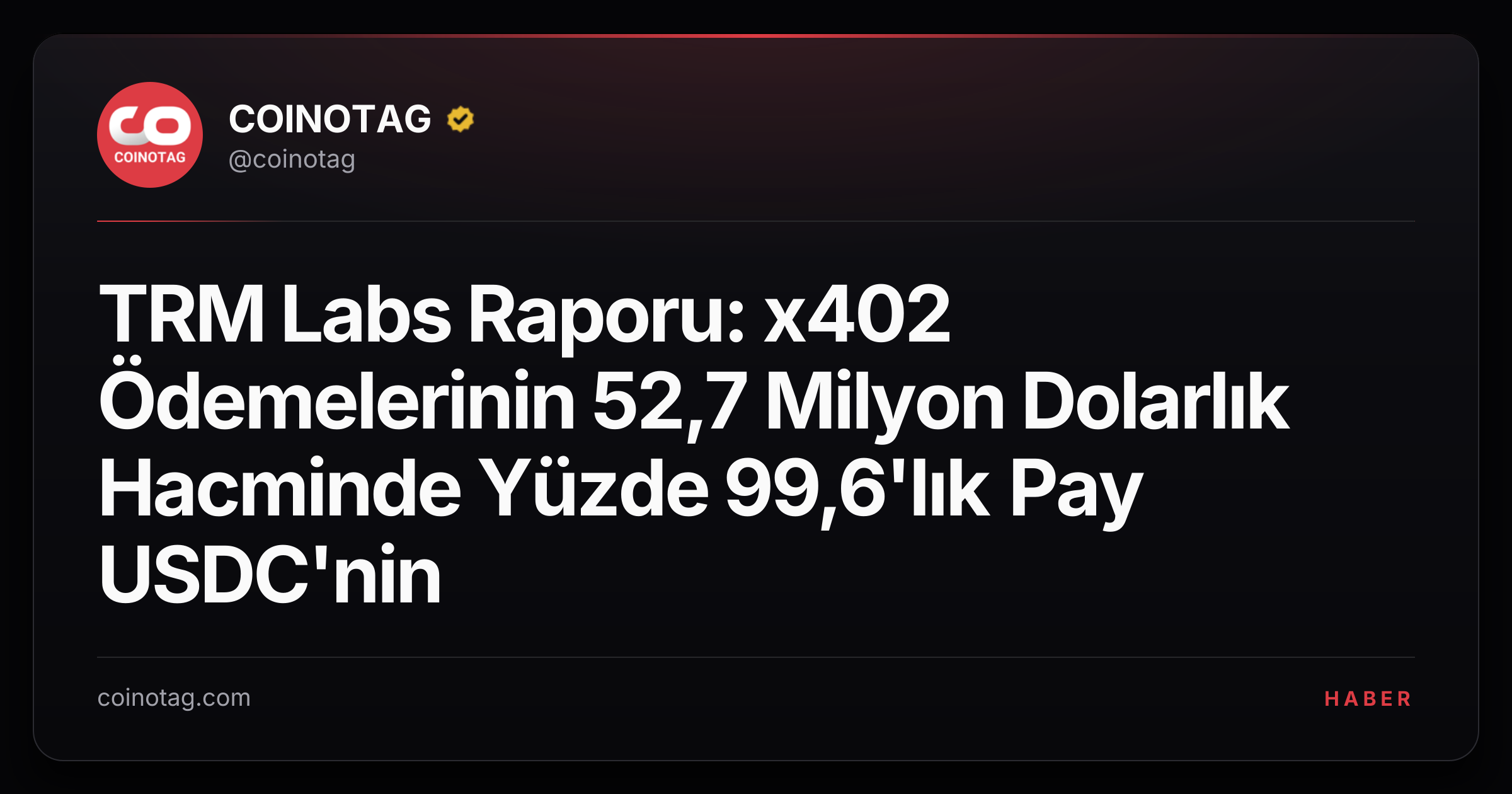 TRM Labs Raporu: x402 Ödemelerinin 52,7 Milyon Dolarlık Hacminde Yüzde 99,6'lık Pay USDC'nin