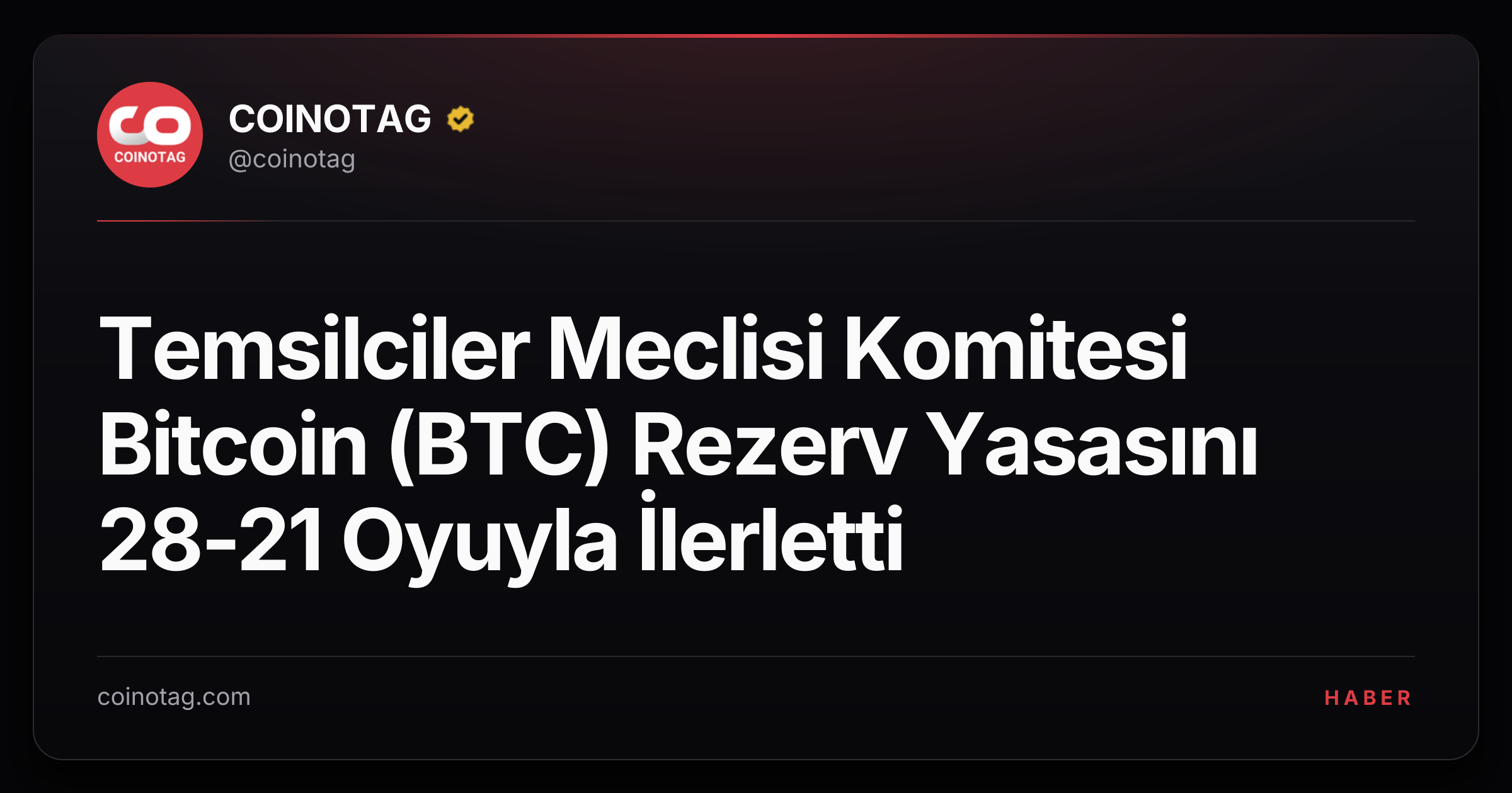 Temsilciler Meclisi Komitesi Bitcoin (BTC) Rezerv Yasasını 28-21 Oyuyla İlerletti