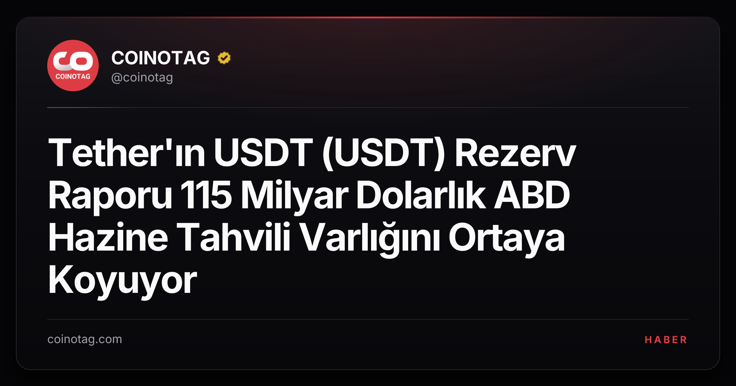 Tether'ın USDT (USDT) Rezerv Raporu 115 Milyar Dolarlık ABD Hazine Tahvili Varlığını Ortaya Koyuyor