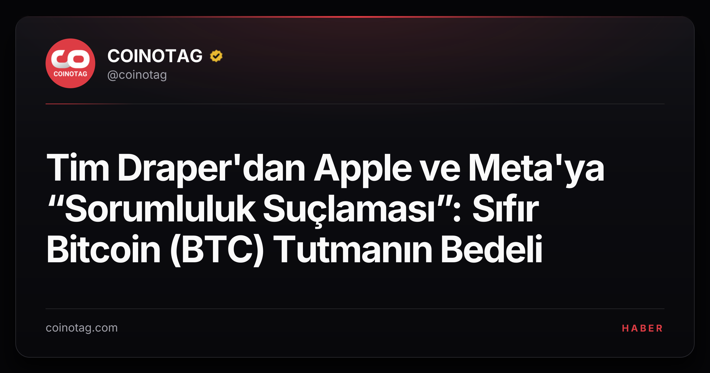 Tim Draper'dan Apple ve Meta'ya “Sorumluluk Suçlaması”: Sıfır Bitcoin (BTC) Tutmanın Bedeli