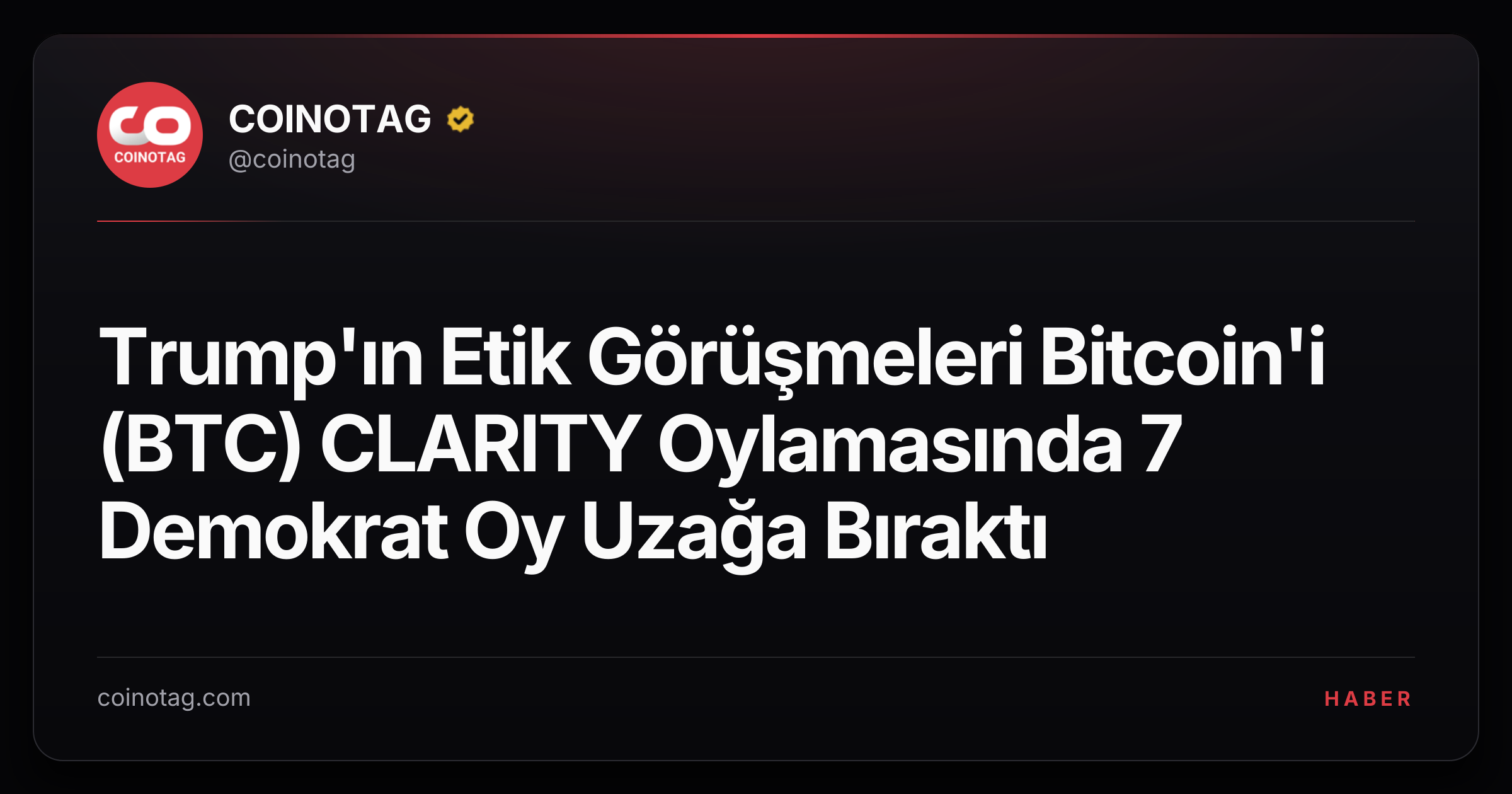 Trump'ın Etik Görüşmeleri Bitcoin'i (BTC) CLARITY Oylamasında 7 Demokrat Oy Uzağa Bıraktı