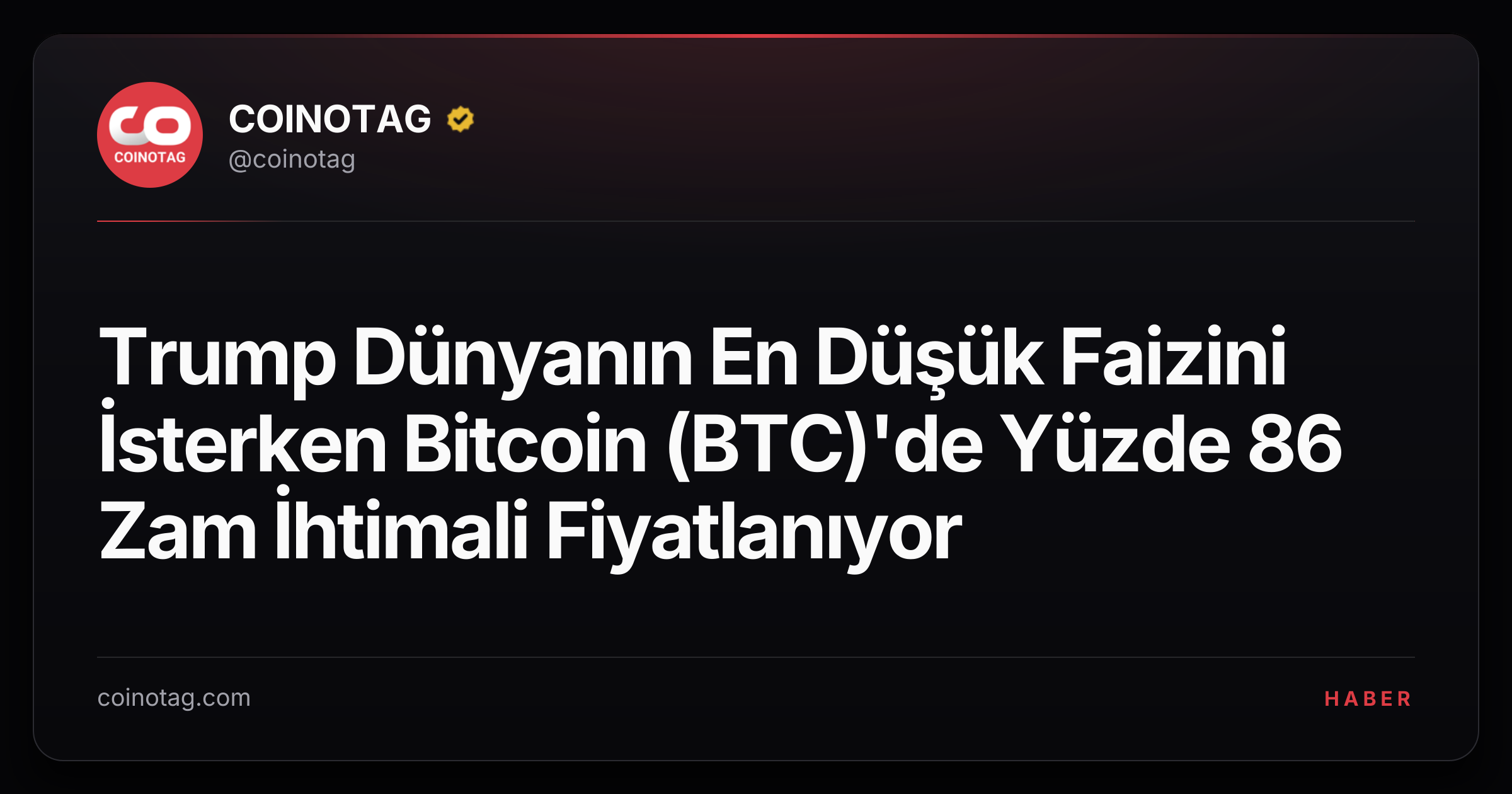 Trump Dünyanın En Düşük Faizini İsterken Bitcoin (BTC)'de Yüzde 86 Zam İhtimali Fiyatlanıyor