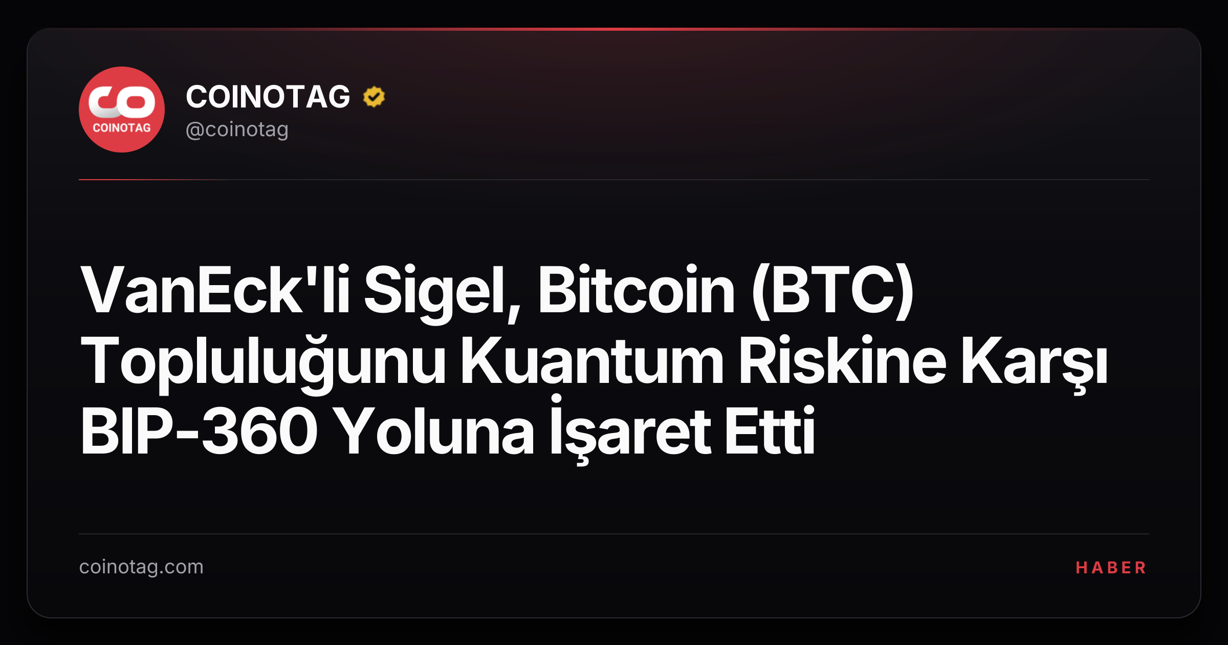 VanEck'li Sigel, Bitcoin (BTC) Topluluğunu Kuantum Riskine Karşı BIP-360 Yoluna İşaret Etti
