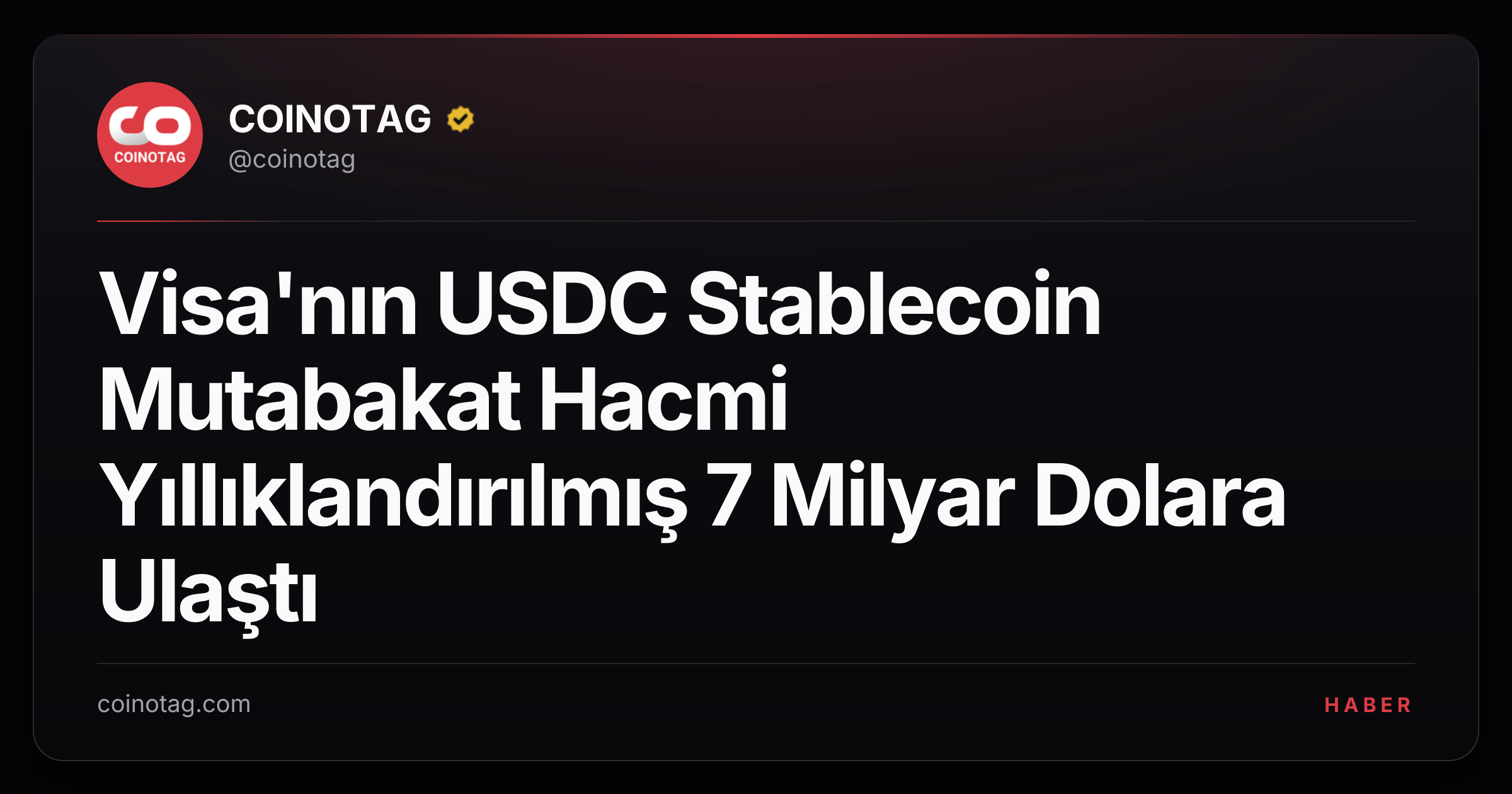 Visa'nın USDC Stablecoin Mutabakat Hacmi Yıllıklandırılmış 7 Milyar Dolara Ulaştı