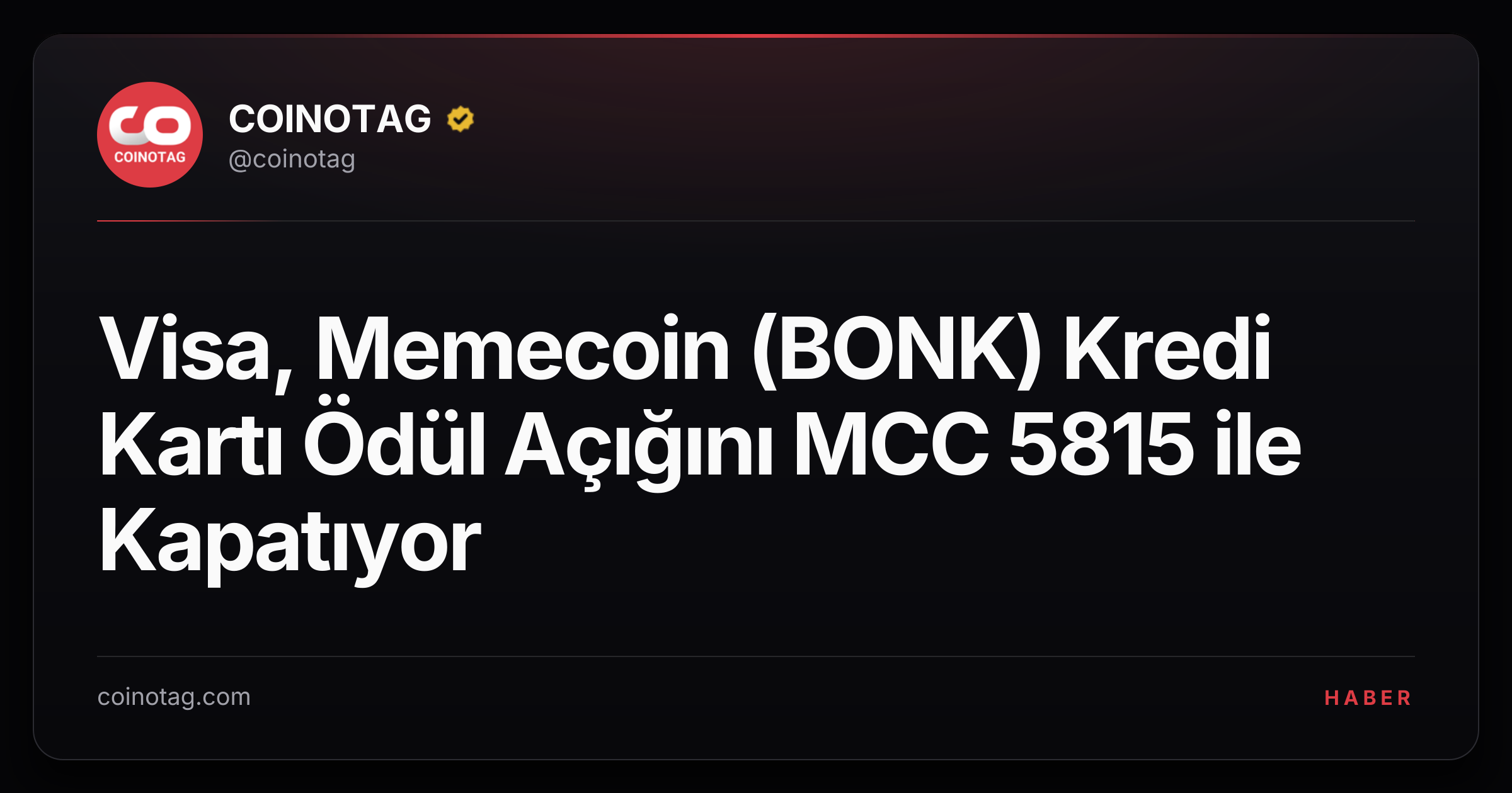 Visa, Memecoin (BONK) Kredi Kartı Ödül Açığını MCC 5815 ile Kapatıyor