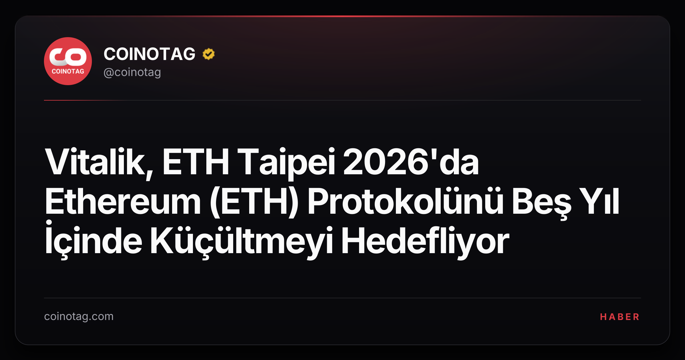 Vitalik, ETH Taipei 2026'da Ethereum (ETH) Protokolünü Beş Yıl İçinde Küçültmeyi Hedefliyor