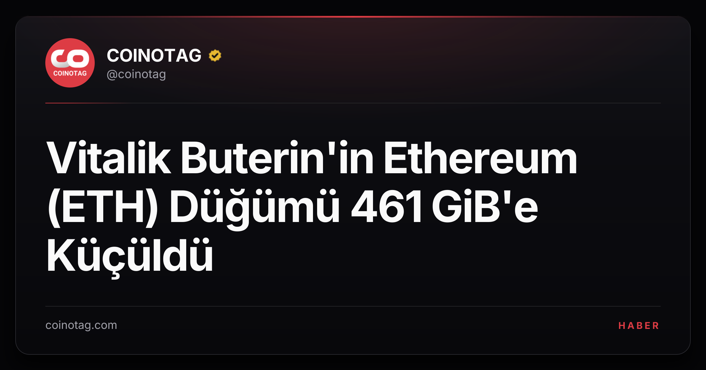 Vitalik Buterin'in Ethereum (ETH) Düğümü 461 GiB'e Küçüldü