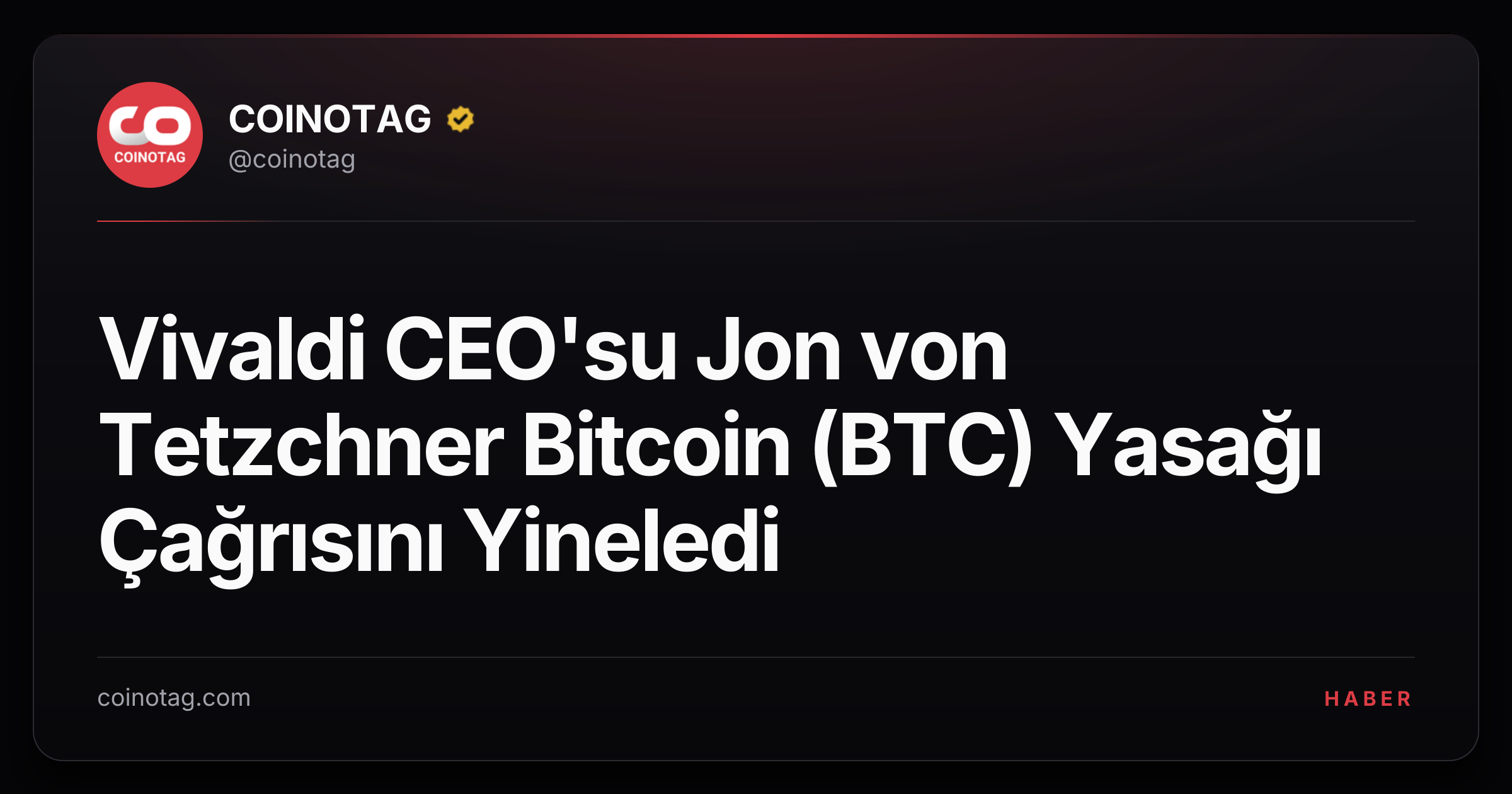 Vivaldi CEO'su Jon von Tetzchner Bitcoin (BTC) Yasağı Çağrısını Yineledi