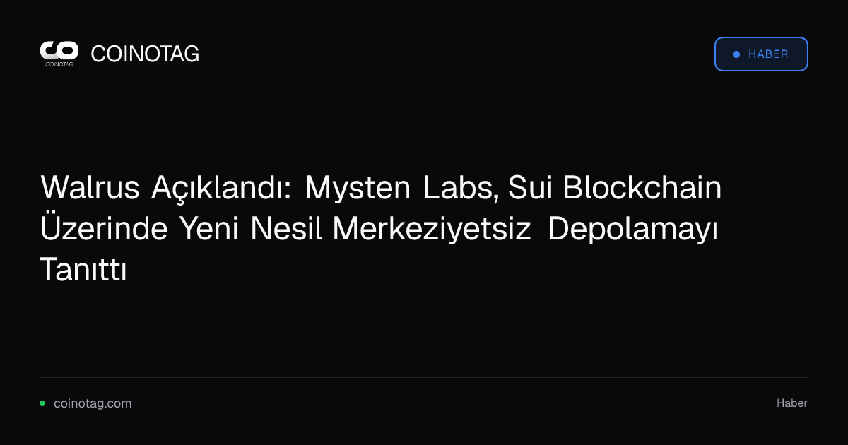 Walrus Açıklandı: Mysten Labs, Sui Blockchain Üzerinde Yeni Nesil Merkeziyetsiz Depolamayı Tanıttı