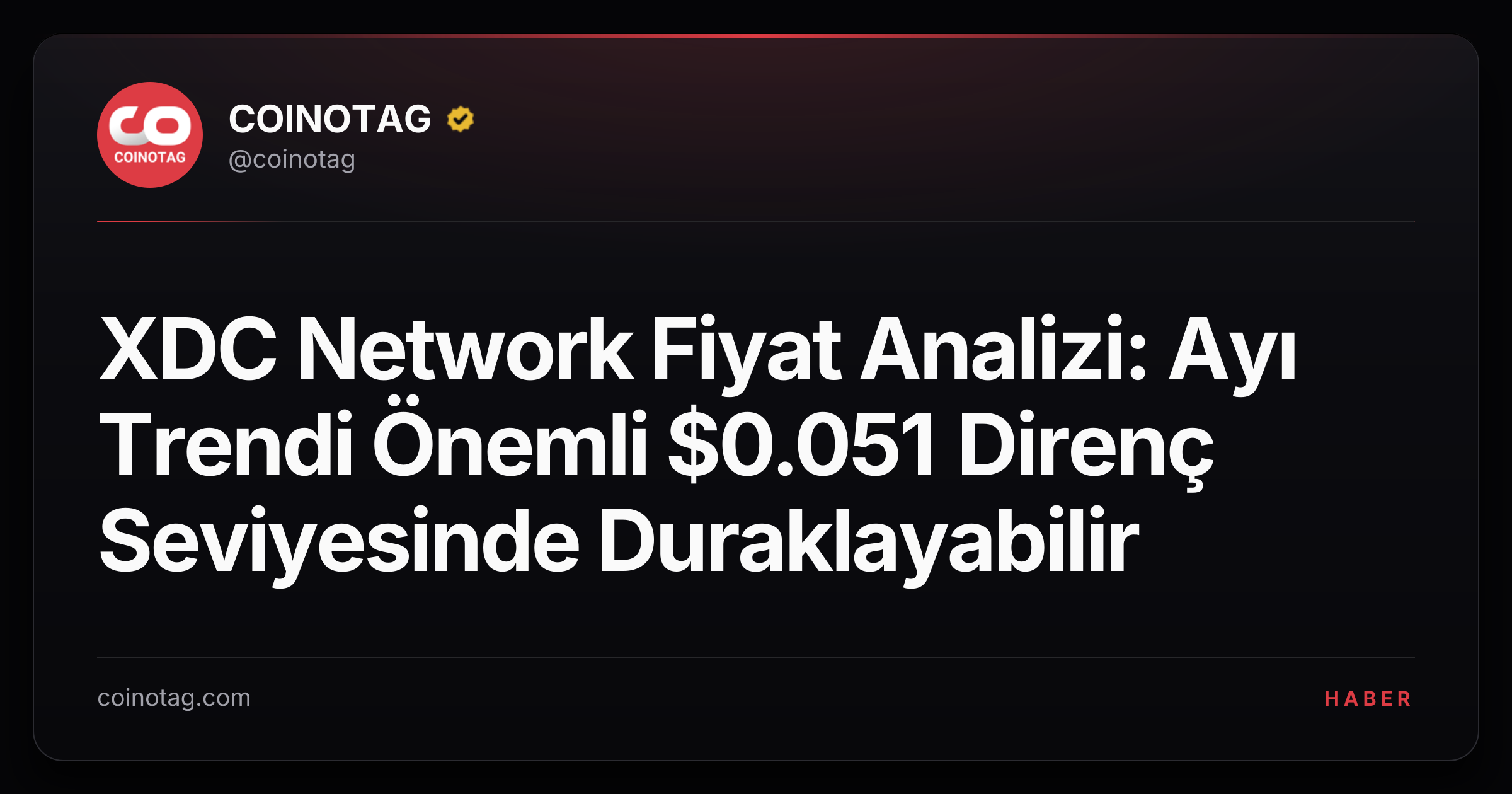 XDC Network Fiyat Analizi: Ayı Trendi Önemli $0.051 Direnç Seviyesinde Duraklayabilir