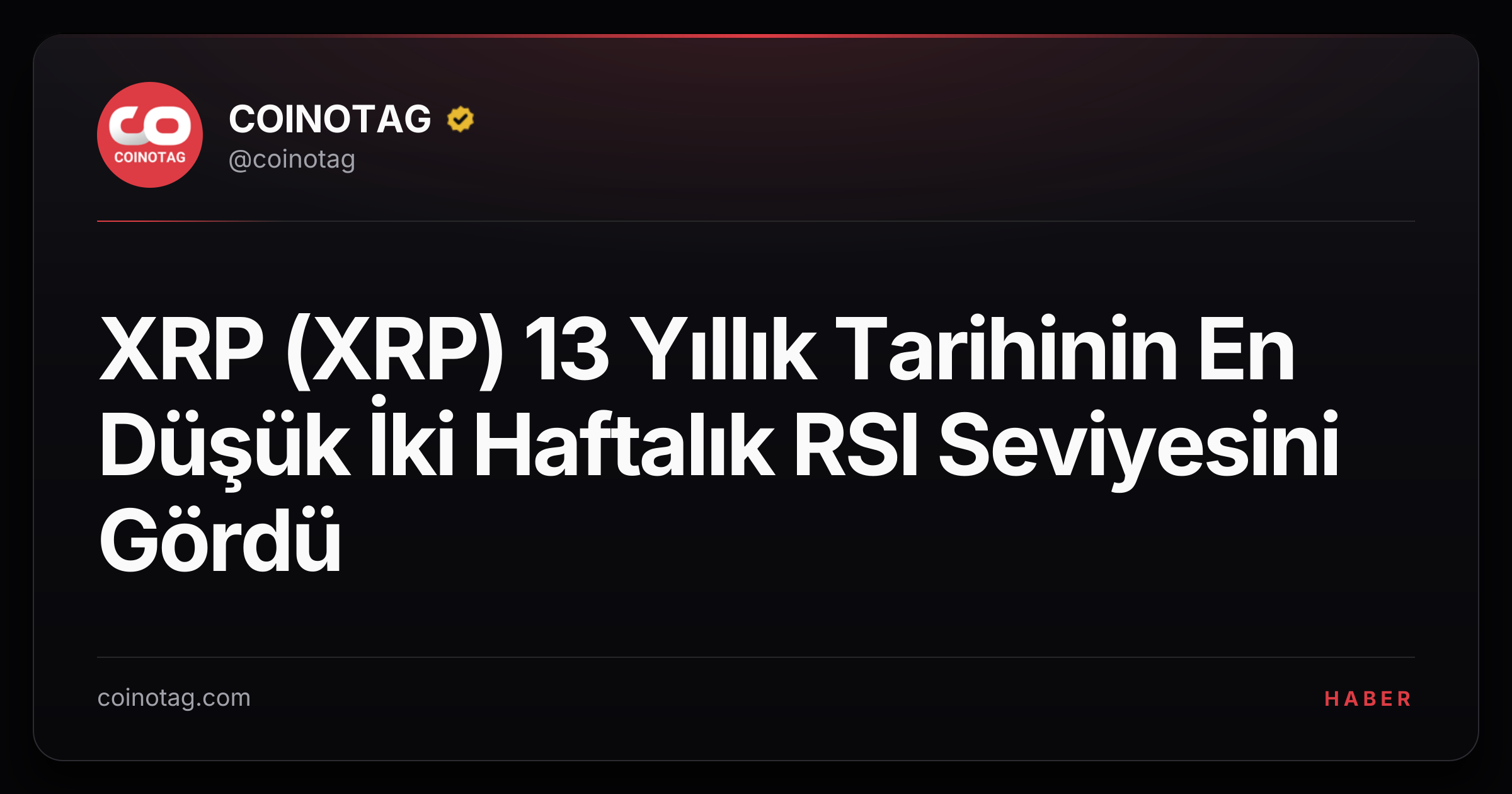 XRP (XRP) 13 Yıllık Tarihinin En Düşük İki Haftalık RSI Seviyesini Gördü