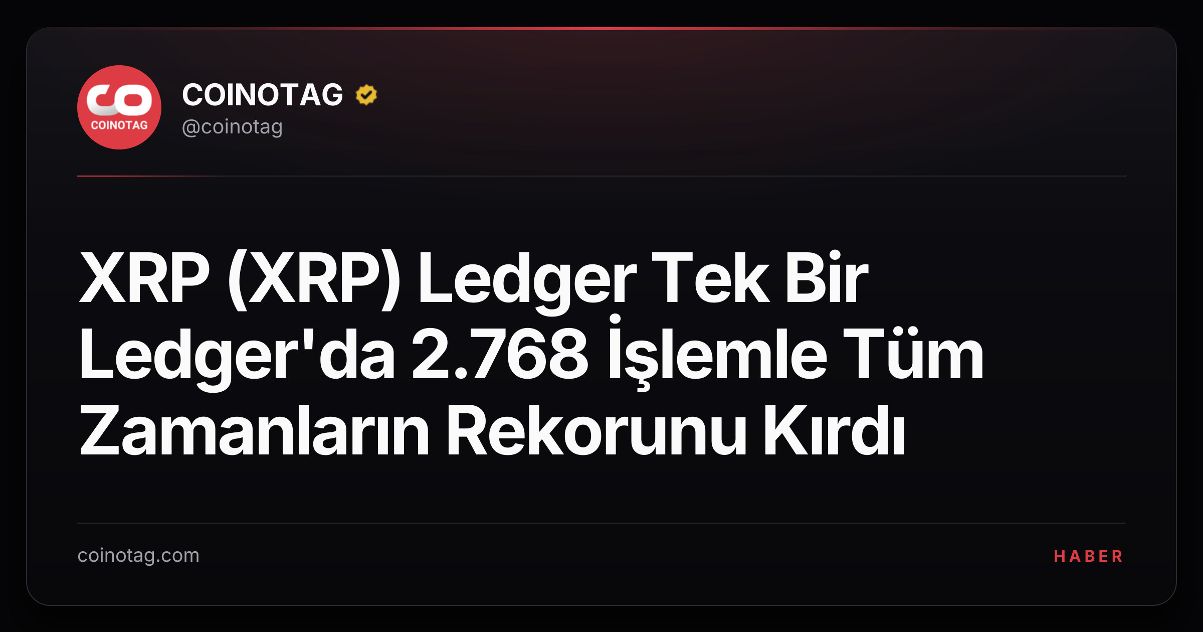 XRP (XRP) Ledger Tek Bir Ledger'da 2.768 İşlemle Tüm Zamanların Rekorunu Kırdı
