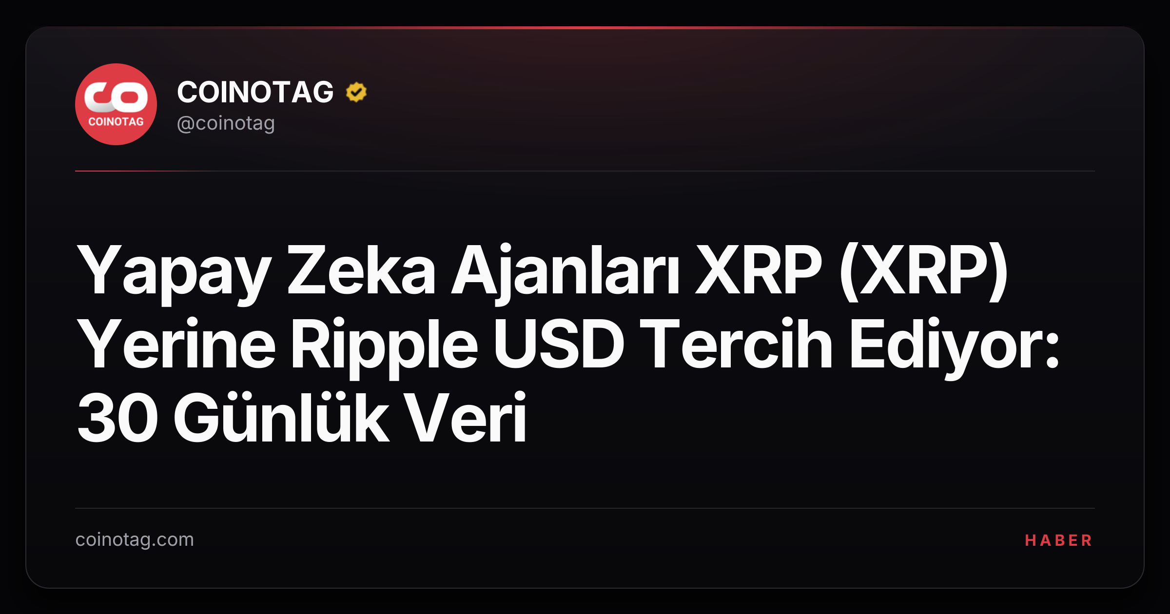 Yapay Zeka Ajanları XRP (XRP) Yerine Ripple USD Tercih Ediyor: 30 Günlük Veri