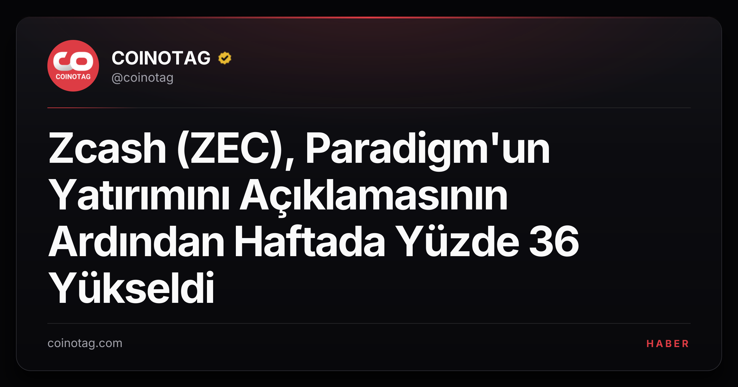 Zcash (ZEC), Paradigm'un Yatırımını Açıklamasının Ardından Haftada Yüzde 36 Yükseldi
