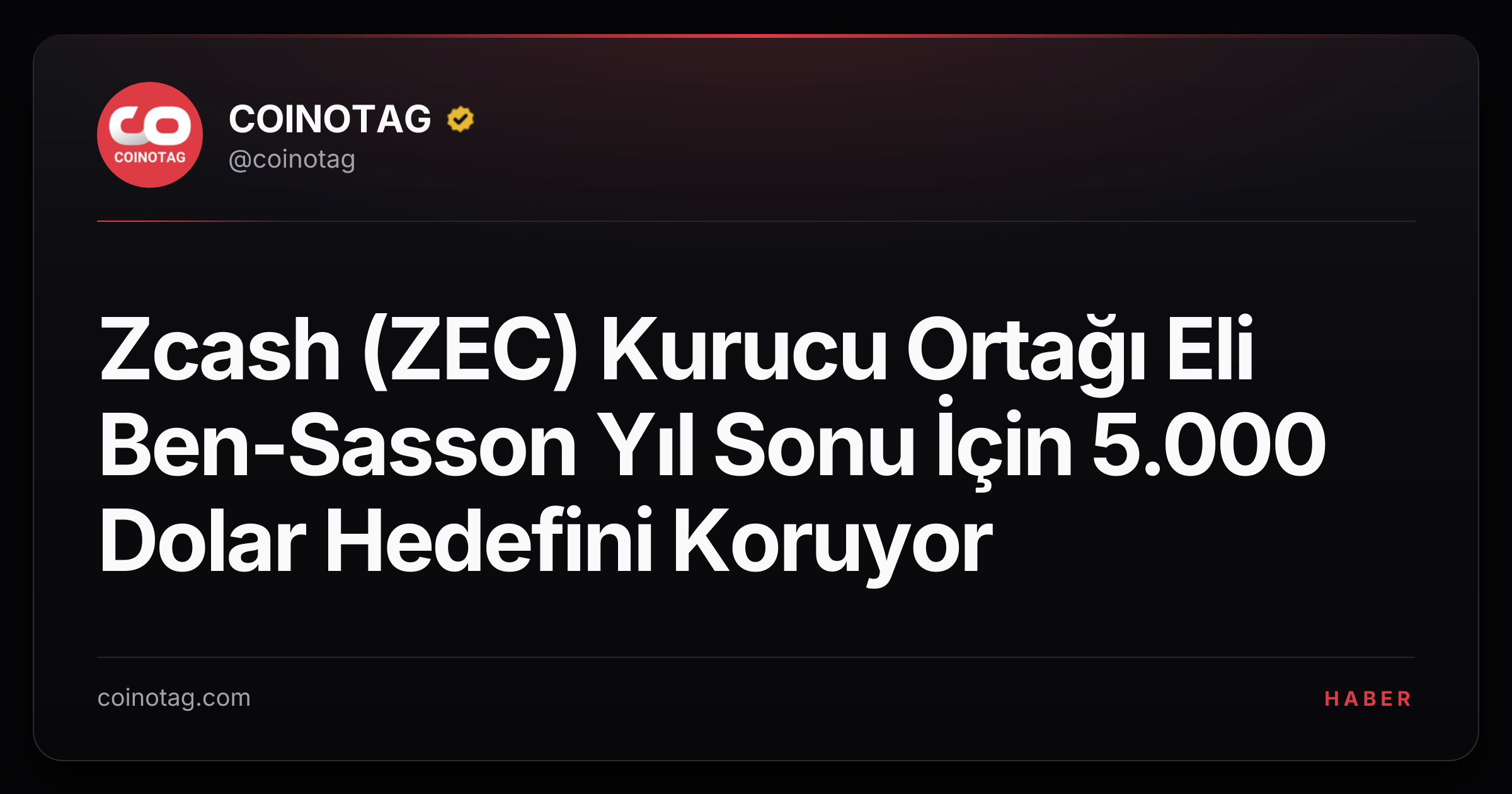 Zcash (ZEC) Kurucu Ortağı Eli Ben-Sasson Yıl Sonu İçin 5.000 Dolar Hedefini Koruyor