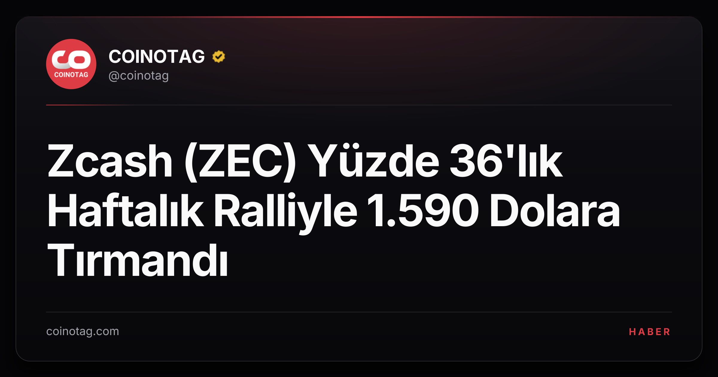Zcash (ZEC) Yüzde 36'lık Haftalık Ralliyle 1.590 Dolara Tırmandı