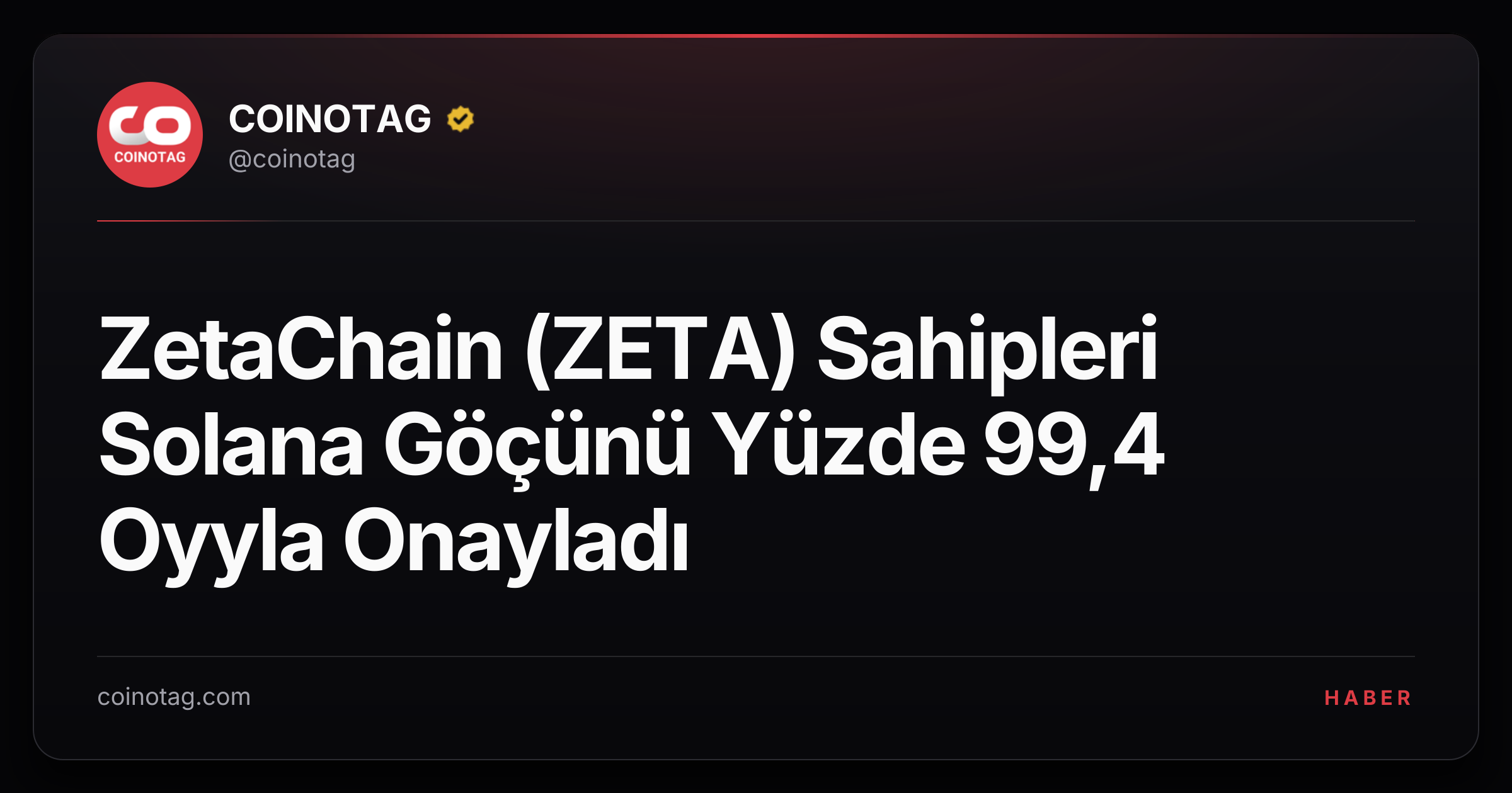 ZetaChain (ZETA) Sahipleri Solana Göçünü Yüzde 99,4 Oyyla Onayladı