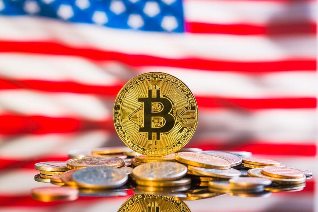 ABD bayrağı ve Bitcoin